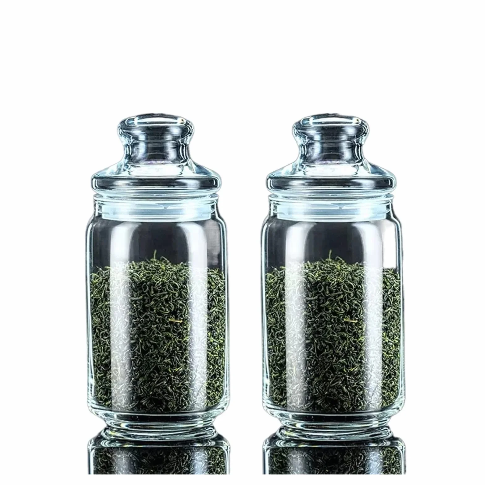 Tarro de cocina Juego de 2 tarros cristal redondos, latas té, café con tapas herméticas, lisos y transparentes, pasta, azúcar, aperitivos, frutos secos, tarro galletas para azúcar(500ML)