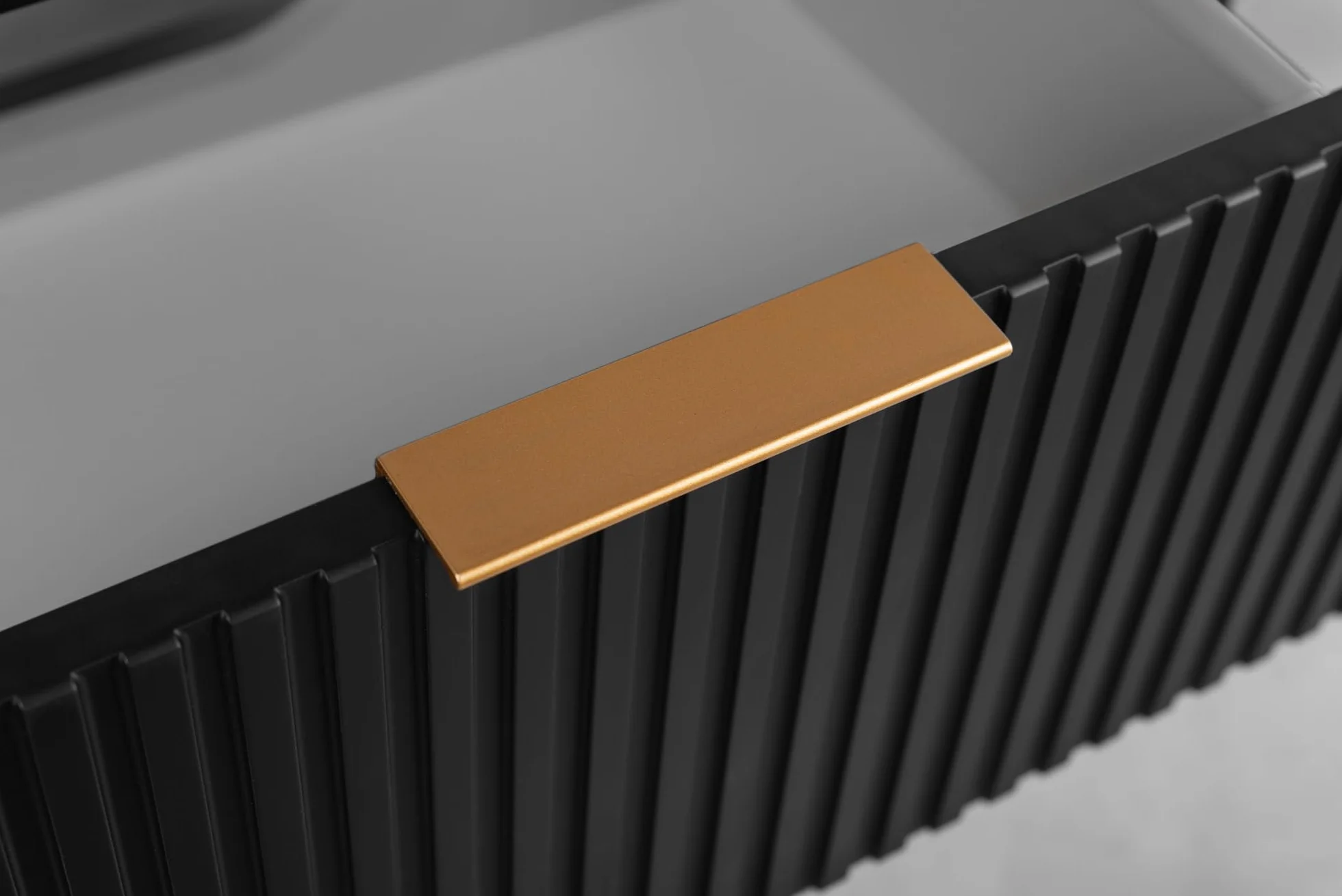 Mueble de baño Negro con Tirador Dorado, 80,4 x 51,7 x 41,5 cm