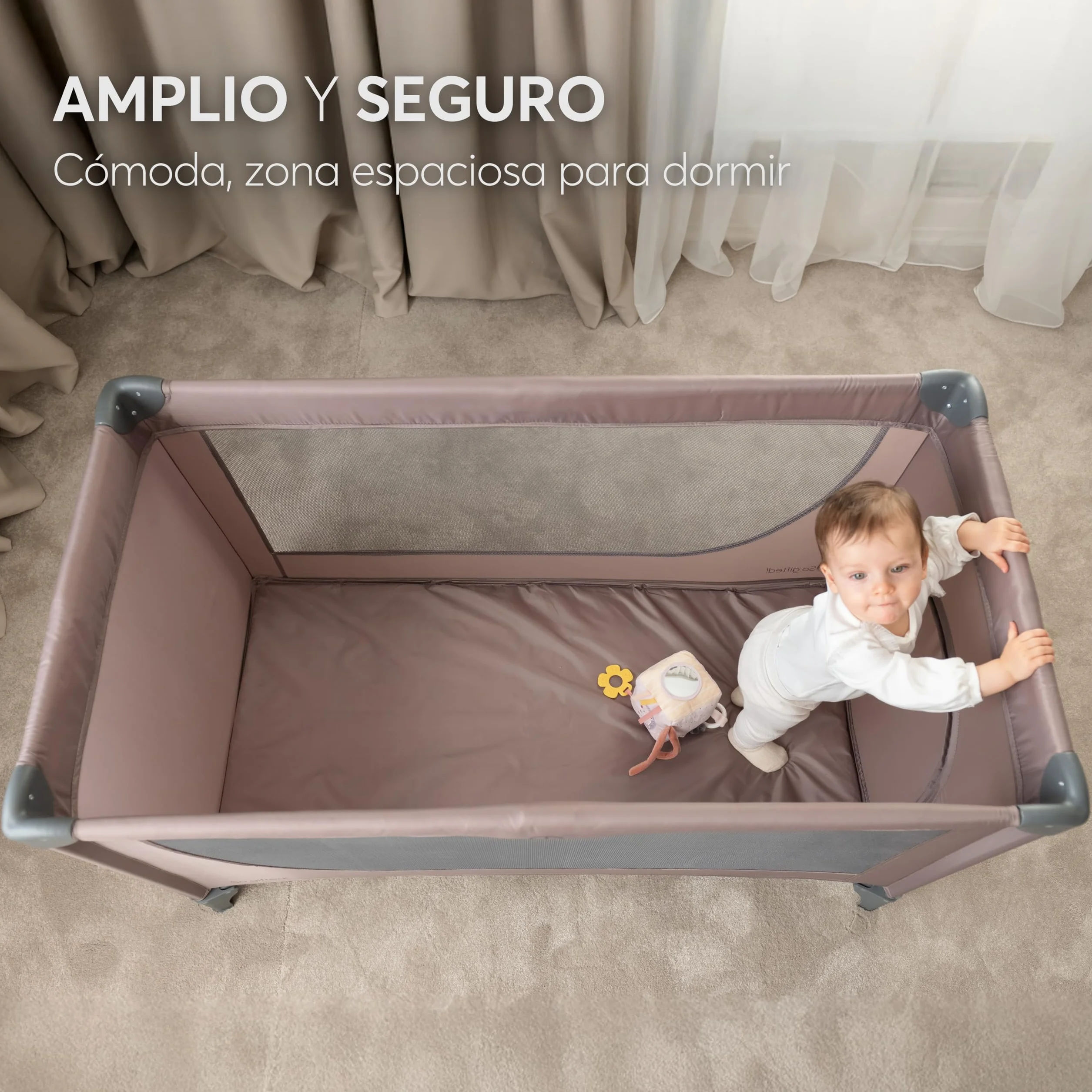 KikkaBoo Cuna de Viaje SO Gifted 2026 120x60 cm hasta 15 kg, Parque Plegable con Bolsa de Transporte, Beige