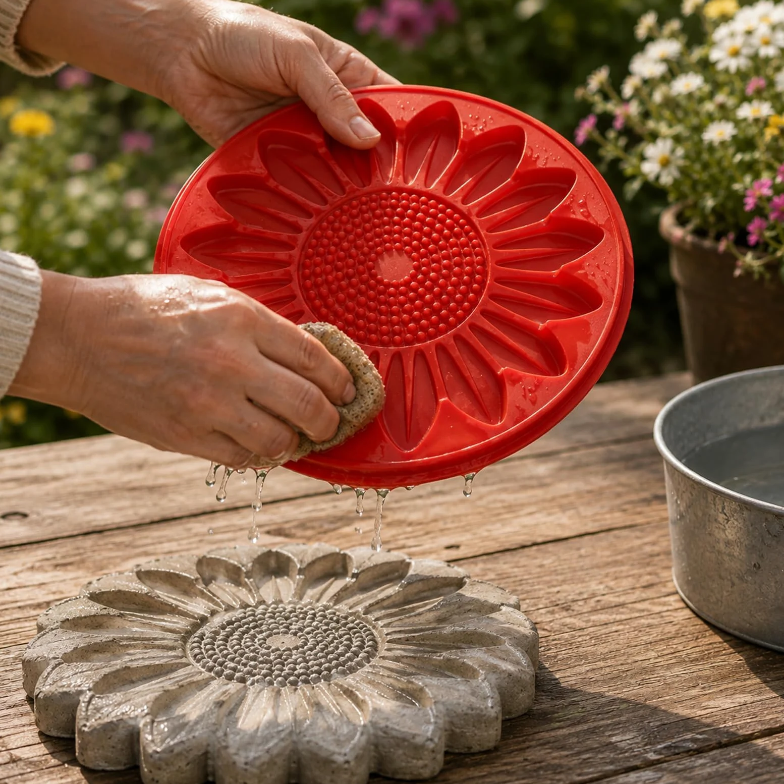 Molde de piedra para jardín, molde reutilizable de silicona para adoquines de hormigón, herramienta de fundición de caminos DIY de 15,7 pulgadas, decoración de césped de patio，#E
