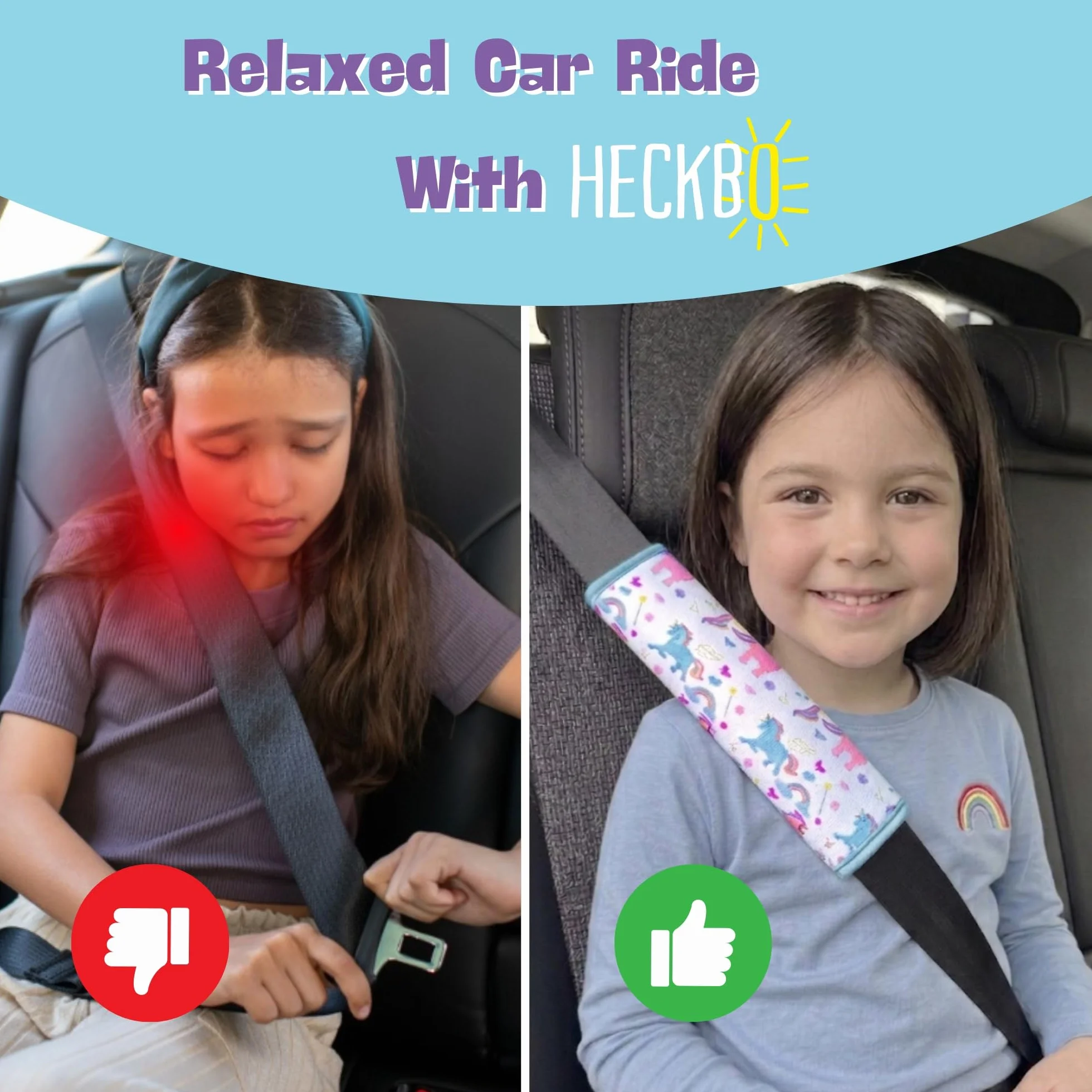 HECKBO 2x Protector para cinturón de seguridad Unicornio para niños Almohadilla para el hombro