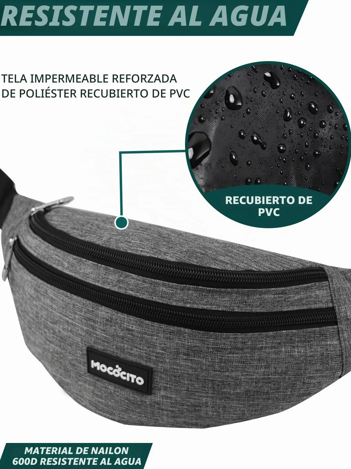 Riñonera Impermeable Hombre Mujer Bolso de Cintura Deportiva con Cinturón Ajustable para Viaje Correr Senderismo