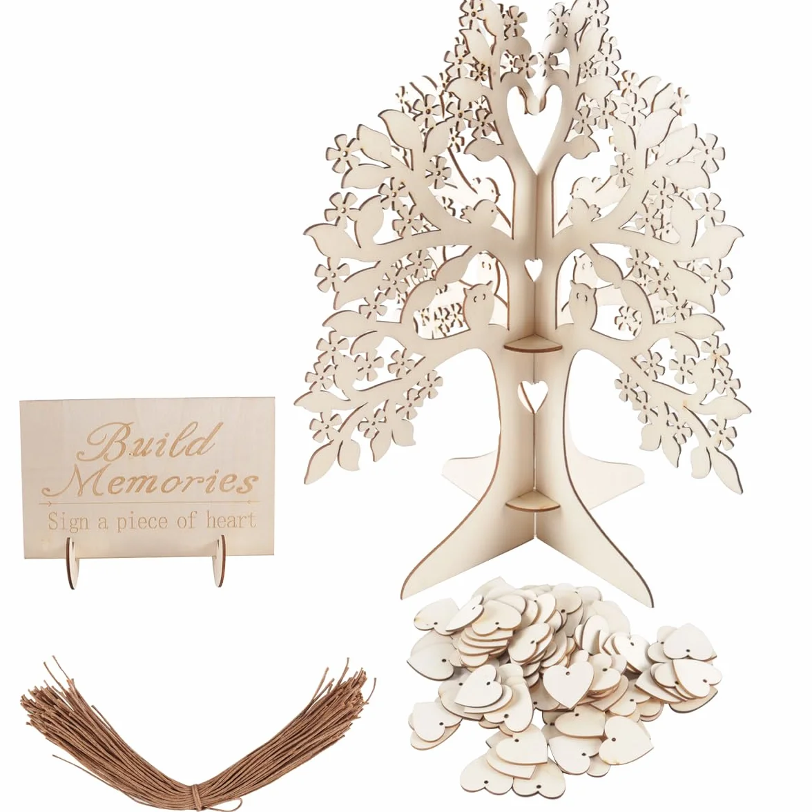 Ausi Libro de visitas de madera para árbol de deseos, juego de libro de visitas de boda para decoraciones de boda