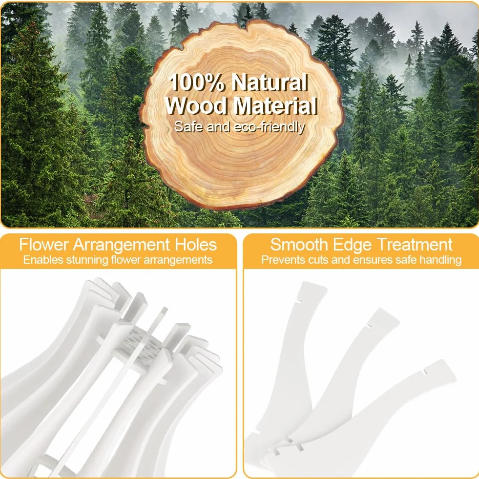 Jarrón Puzzle De Madera,Jarrón de Madera para Lego Flores,Kit de jarrón de Madera para Rosas Lego para Lego Rosas,Cerezo,Girasoles,Tulipanes,para Decoración Escritorio,Blanco