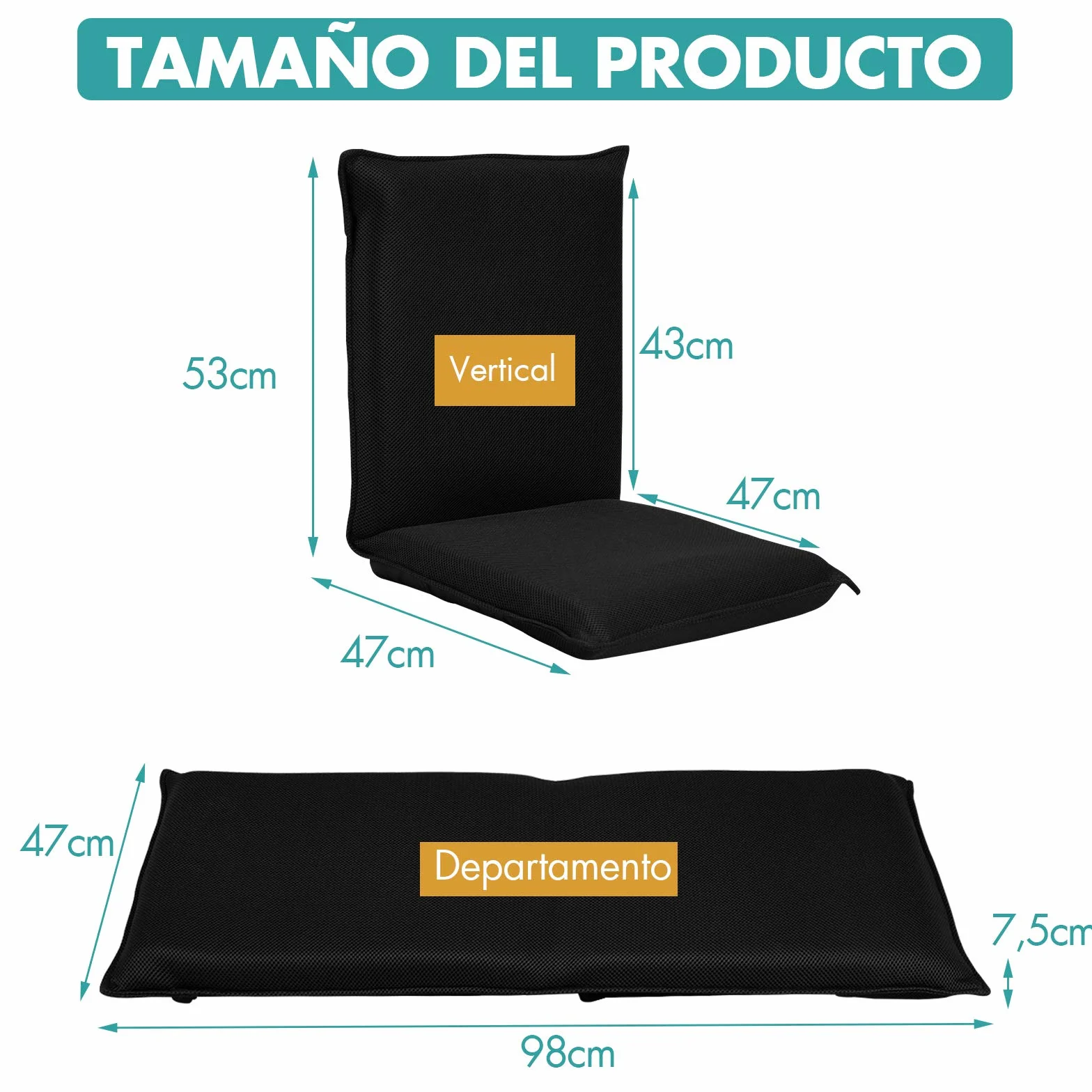 COSTWAY Silla Plegable de Suelo, Silla de Piso con Respaldo Ajustable de 6 Posiciones, Silla Tapizada para Salón Dormitorio Estudio, 98 x 44 x 7 cm (Negro)