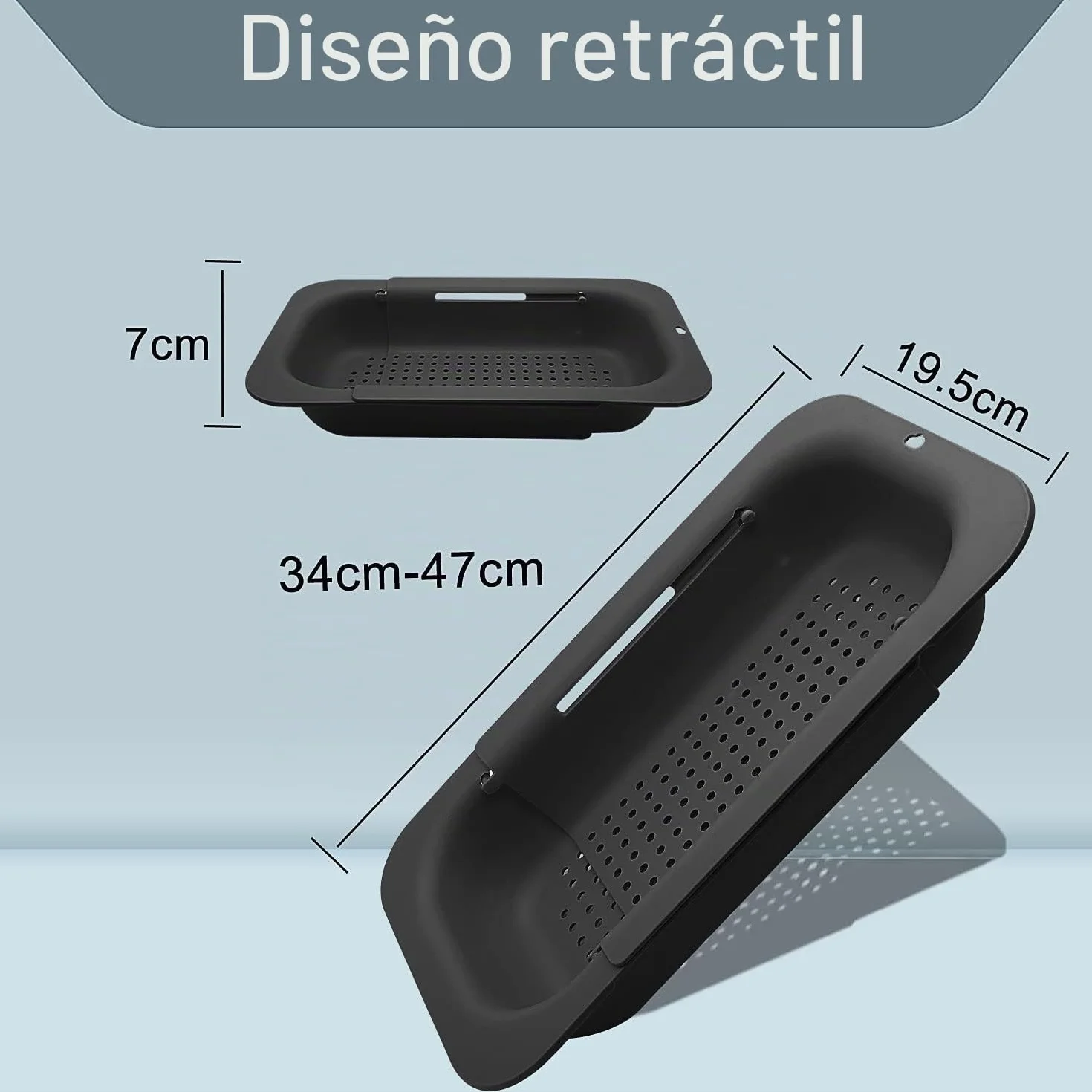 Escurridor plegable de cocina extensible colador frutas verduras cortador pasta comida cesta ahorra espacio portátil sobre el fregadero