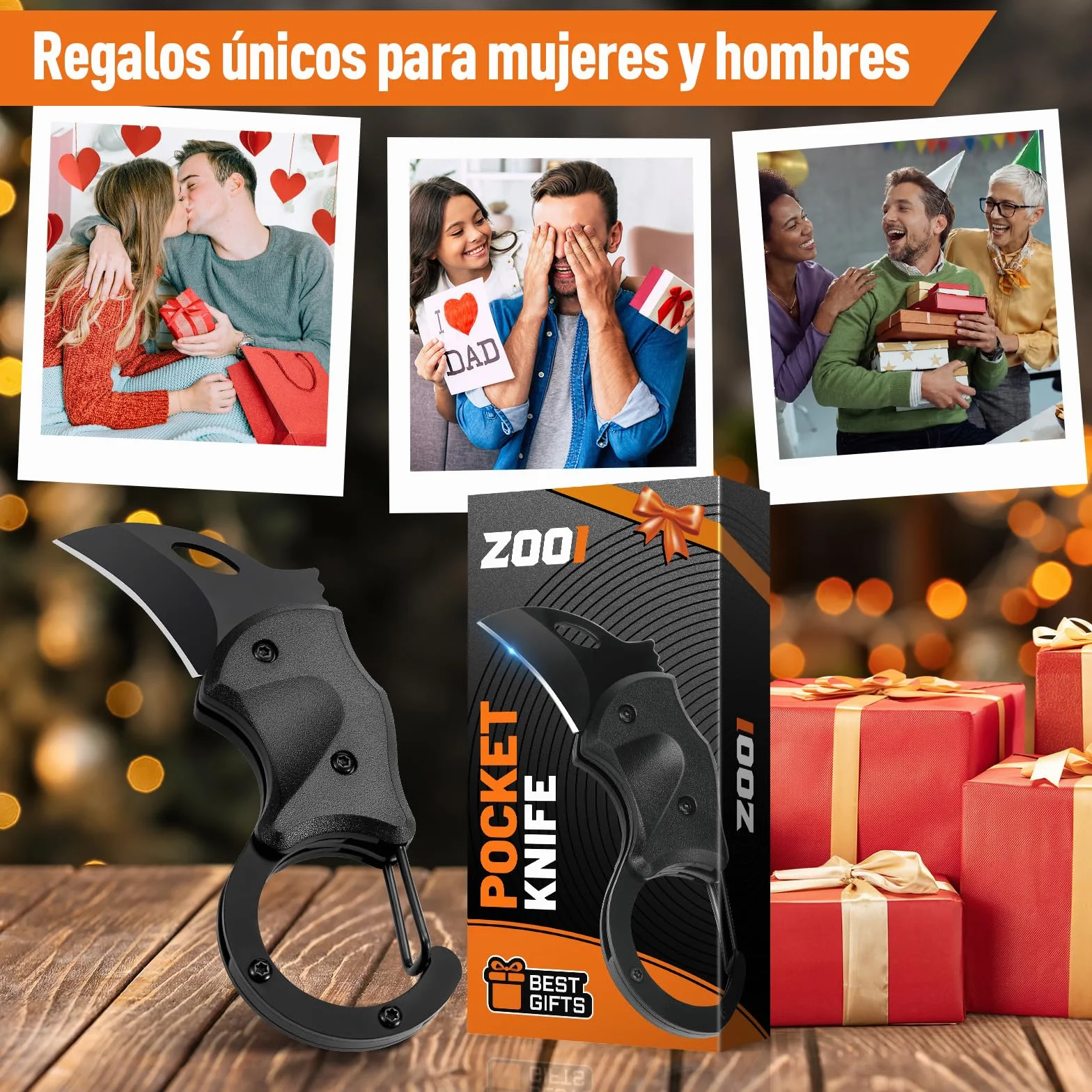 ZOOI Navaja Multifuncional EDC con Mosquetón, Regalo Original para Hombre
