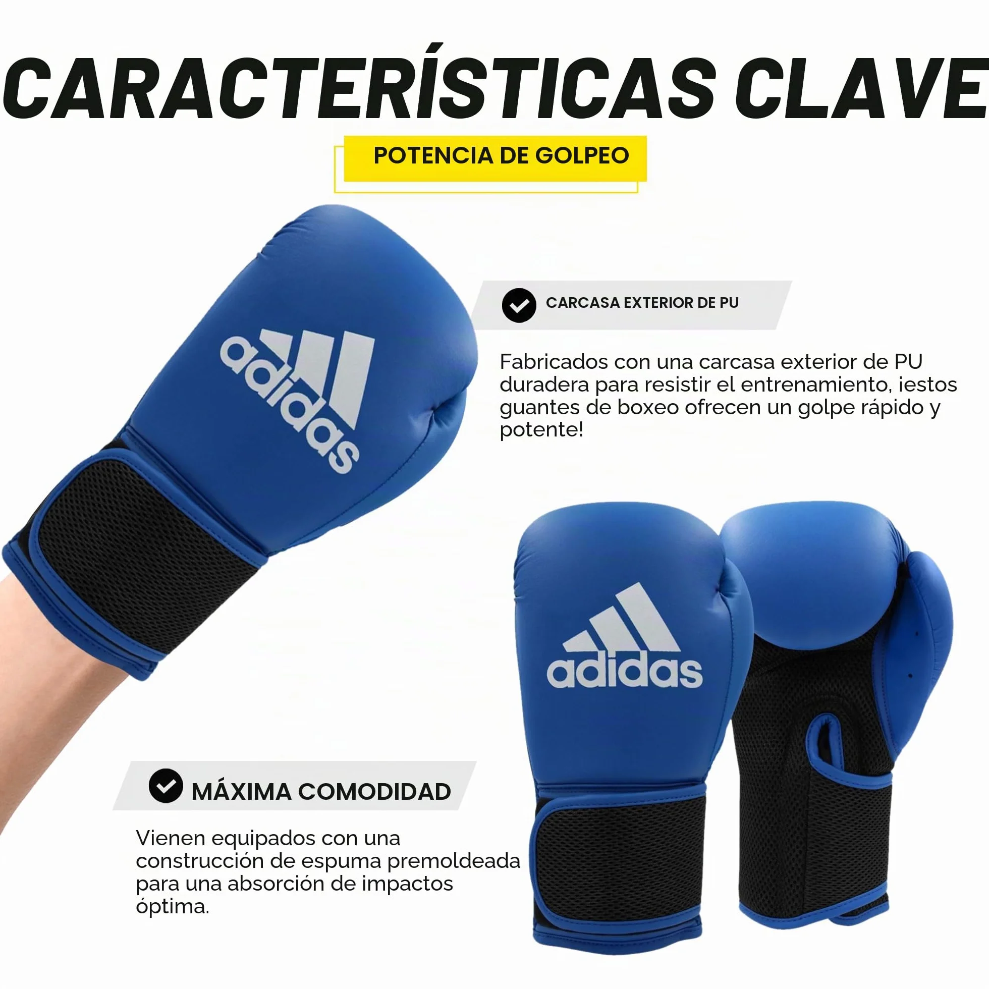 adidas Unisex Adultos Hybrid 25 Guantes de Boxeo Azul 12 oz