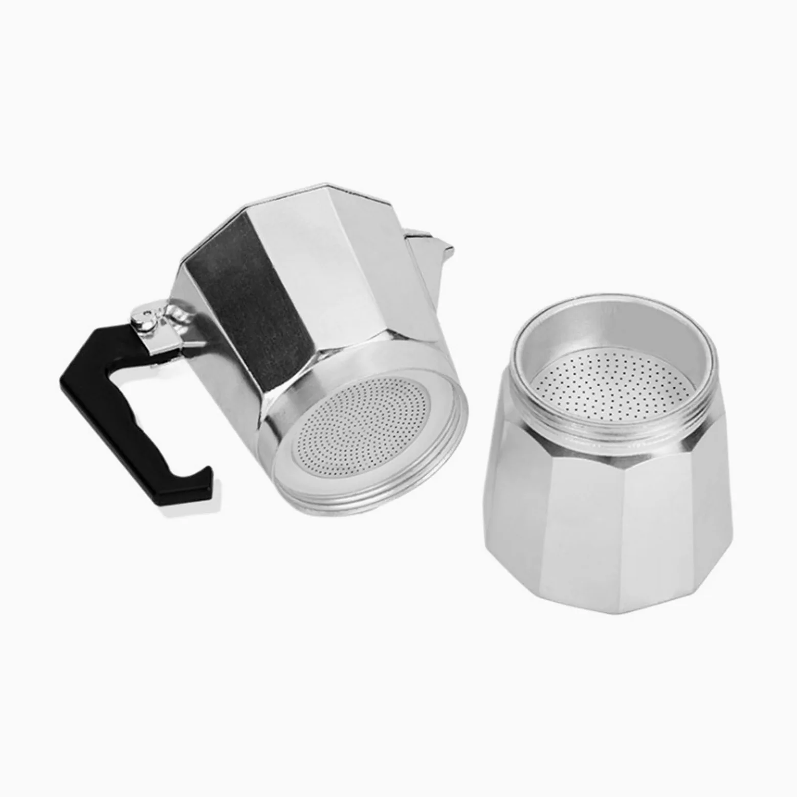 Cafetera Moka de aluminio auténtica para el hogar al aire libre, cafetera de aluminio Moka