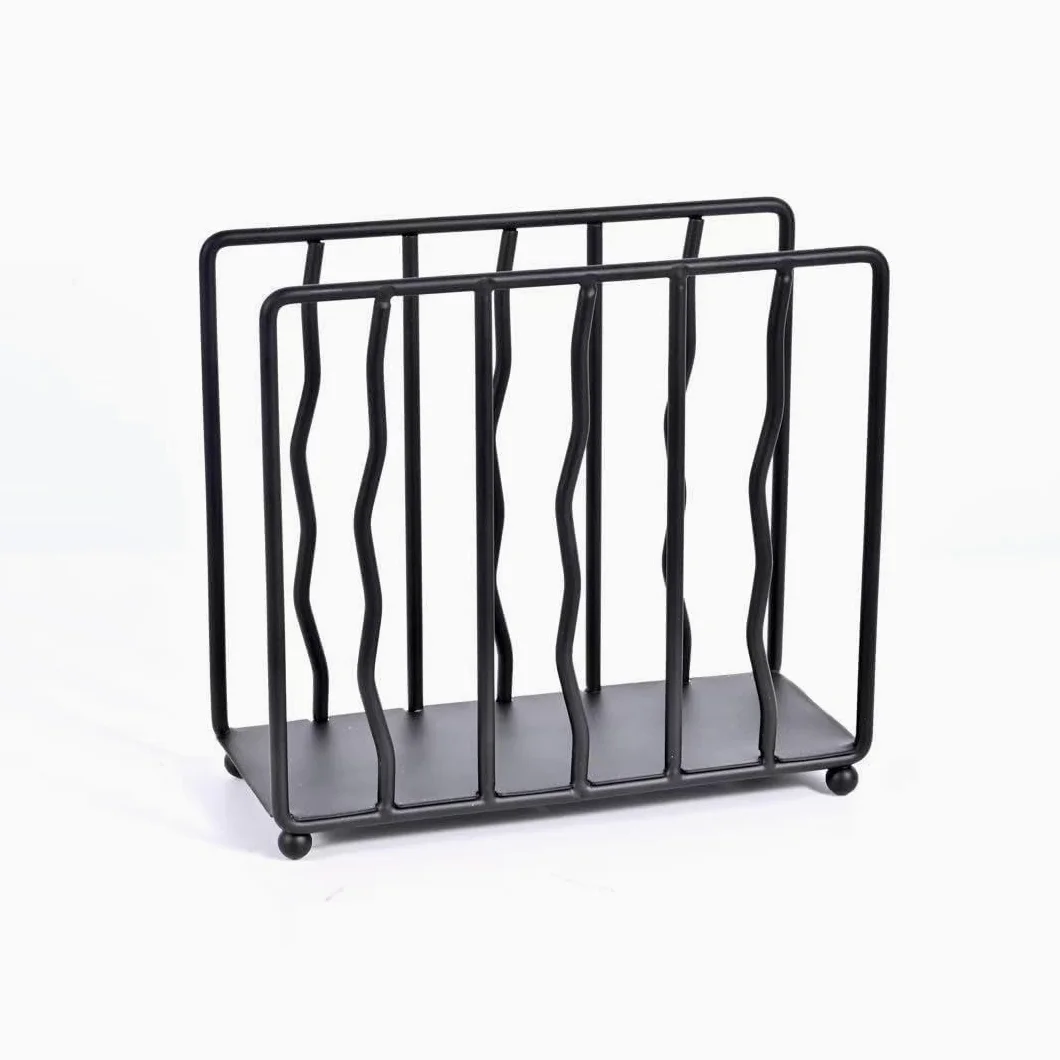 Servilletero de pie de acero inoxidable negro para mesa, servilleteros de metal de cocina para servilletas de papel, duradero y elegante