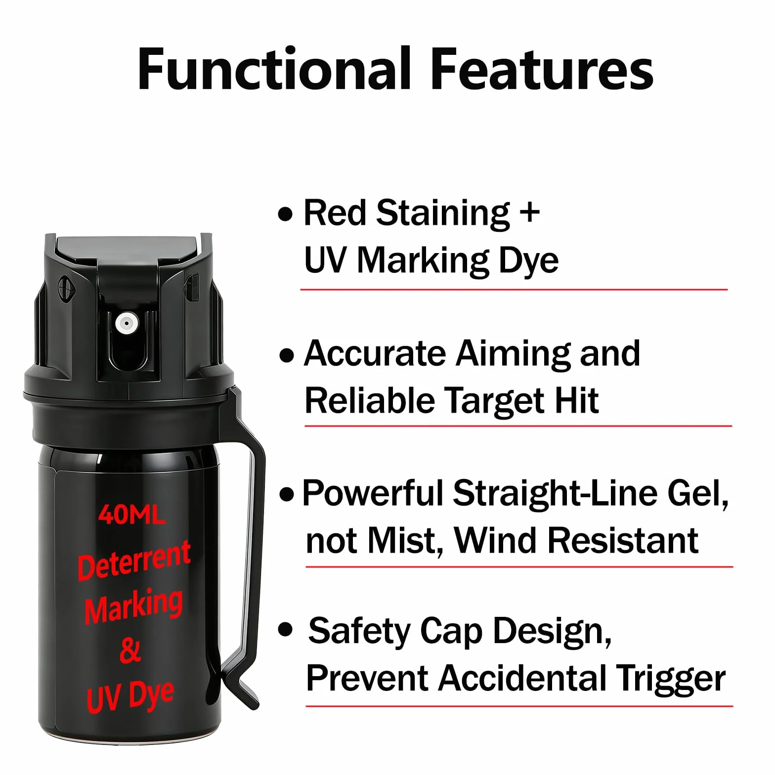 Marcado UV Invisible Gel Spray 40ML Tinte Rojo Chorro Preciso Resistente al Viento 48H Homologado