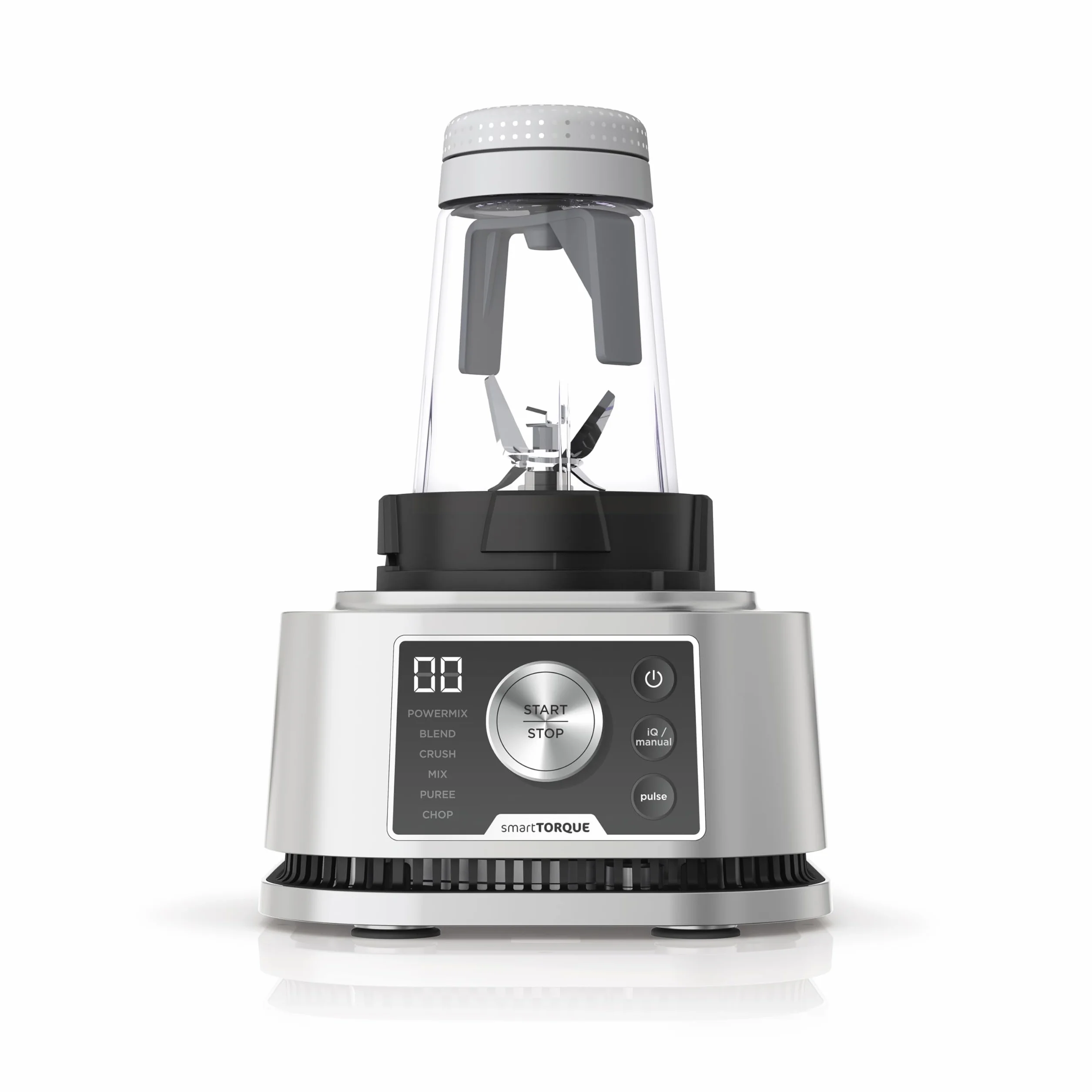Ninja Foodi Power Nutri Batidora de vaso 3 en 1, Smoothies, cremas y bebidas heladas, jarra de 2,1 l, vaso de 700 ml, recipiente de 400 ml con varilla Power Paddle, 1200 W, Plateada CB350EU