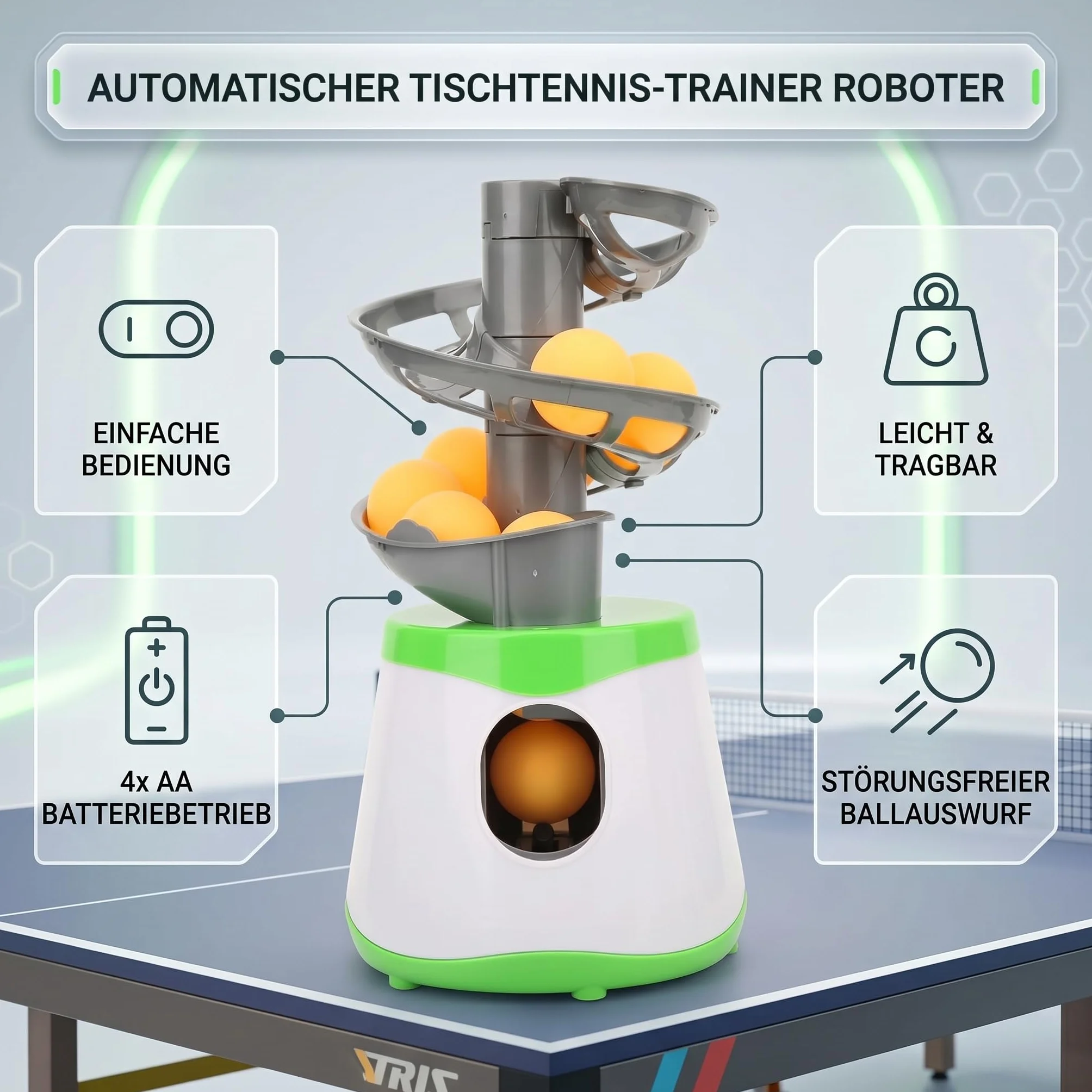 Lanzador para Practicar Tenis de Mesa, Máquina de Entrenamiento de Pong Equipos de Fitness Combinados Equipos Combinados de Fitness