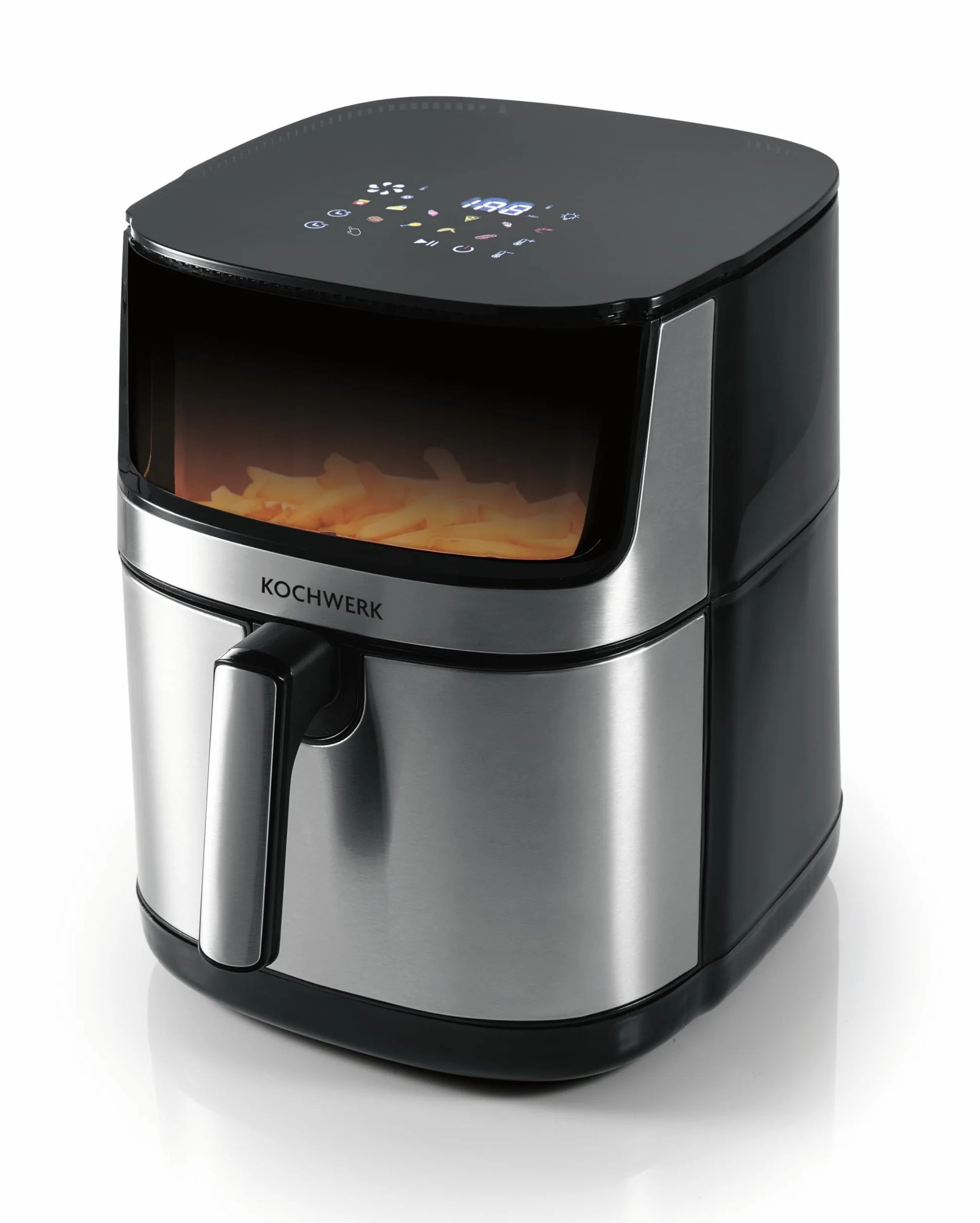 Rachs KOCHWERK Freidora de aire caliente 7.5L | Airfryer digital con pantalla táctil y función de temporizador | 10 programas | Freír alimentos sin aceite | Con revestimiento antiadherente | 2200W
