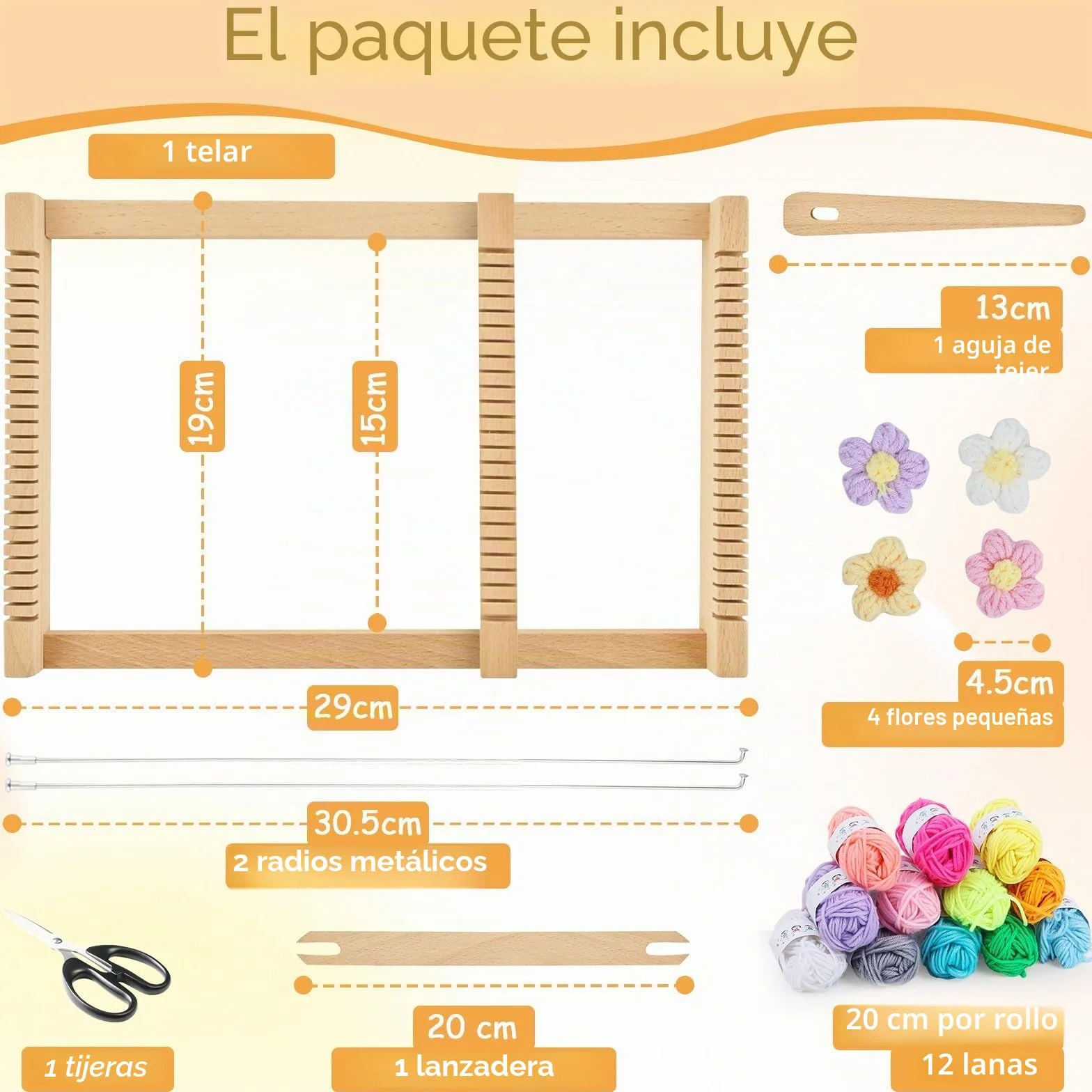 BSTDAYEVER Marco de Telar para Niños Marco Tejer Niños 19x29cm Kit Maquina de Tejer Madera Contiene 12 Hilos de Colores para Principiantes y Niño
