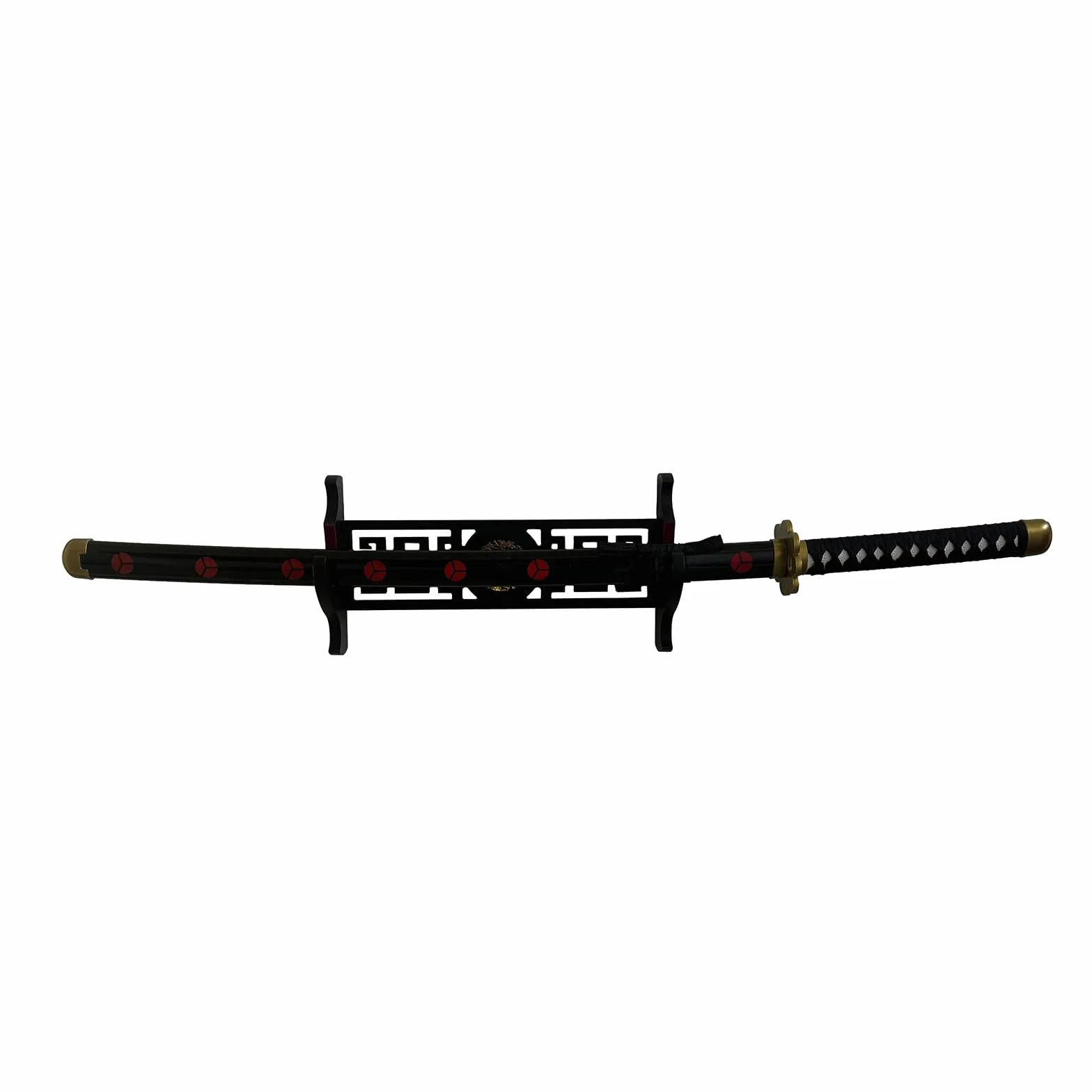 Soporte de espada Katana de 1 nivel, icono de dragón de terciopelo, acolchado, para samurai, Wakizashi