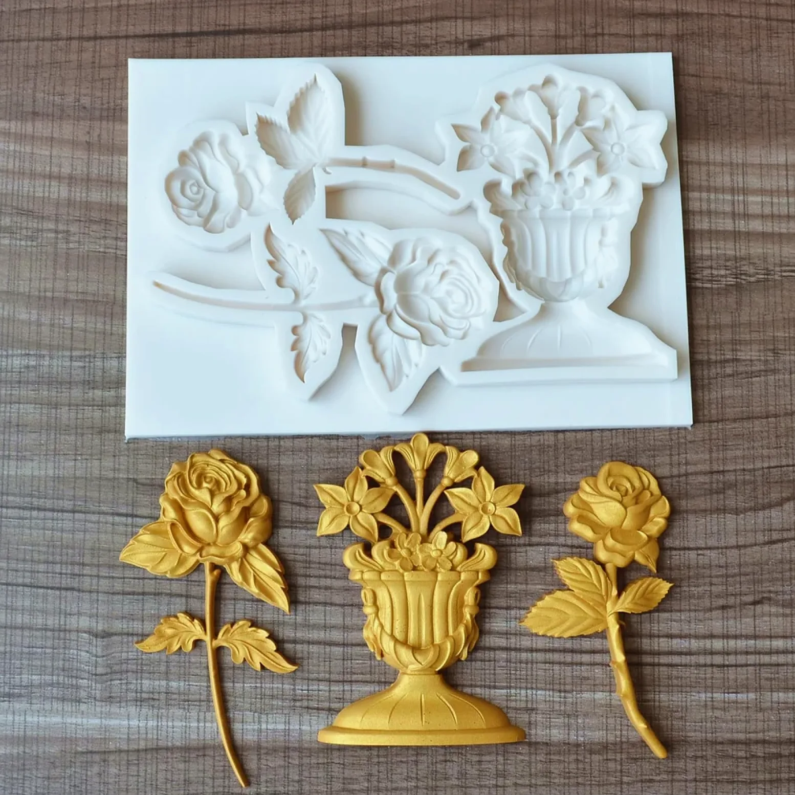 Molde de silicona para hacer fondant, 19,5 x 13 x 1,3 cm, molde de silicona para tartas, herramientas de decoración para hornear rosas, suministros hechos a mano para hacer flores, moldes para fondant
