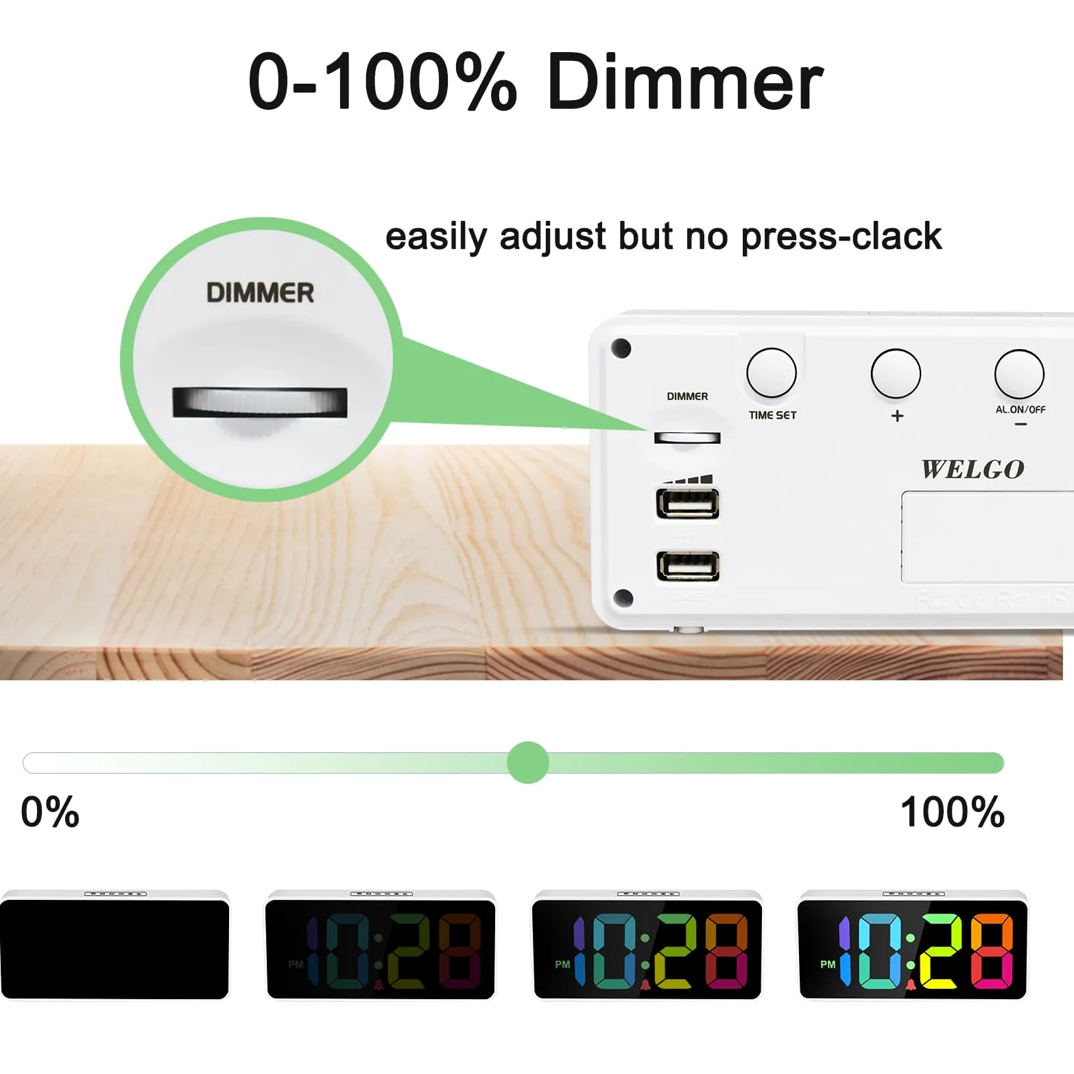 Welgo Alarm Clocks 7in x 1.5in x 3in