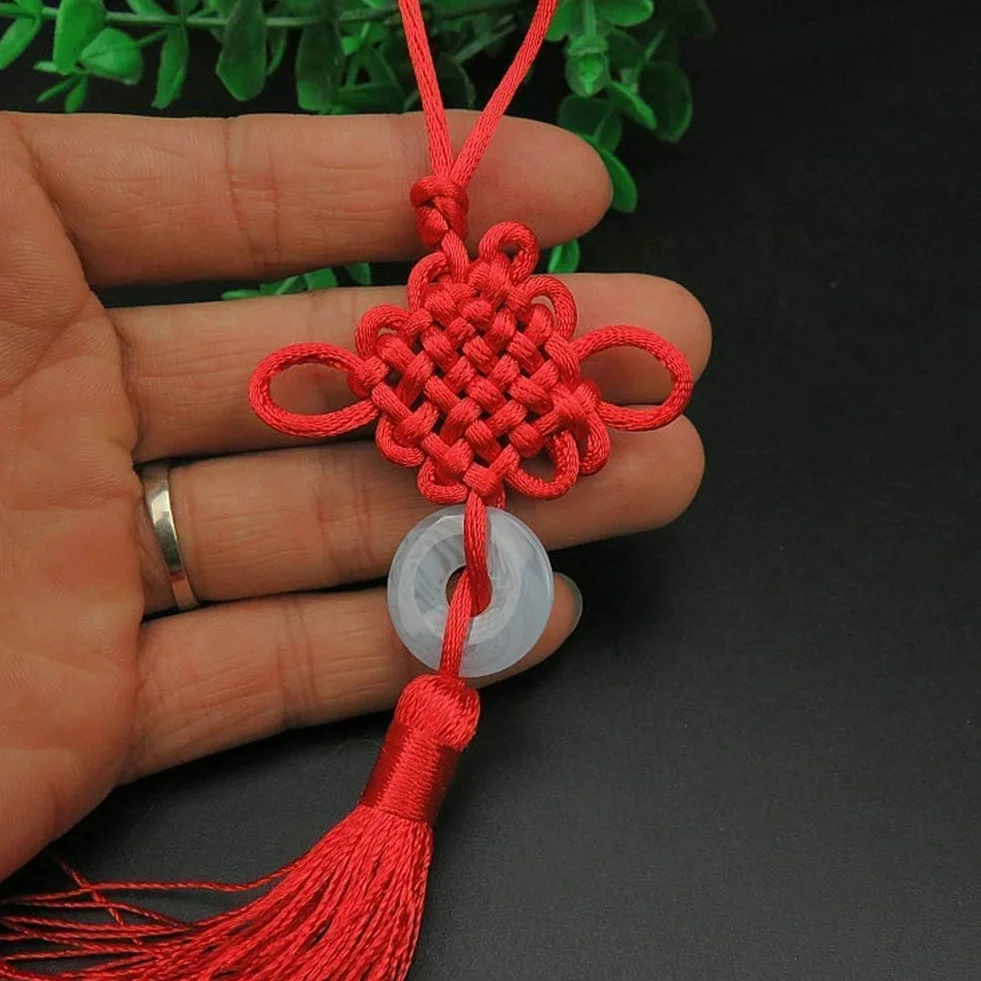 2 colgantes de borla de jade de la suerte con nudo chino rojo para suerte, riqueza, salud, éxito, regalos de Año Nuevo, decoración del hogar para amigos, familia, amante