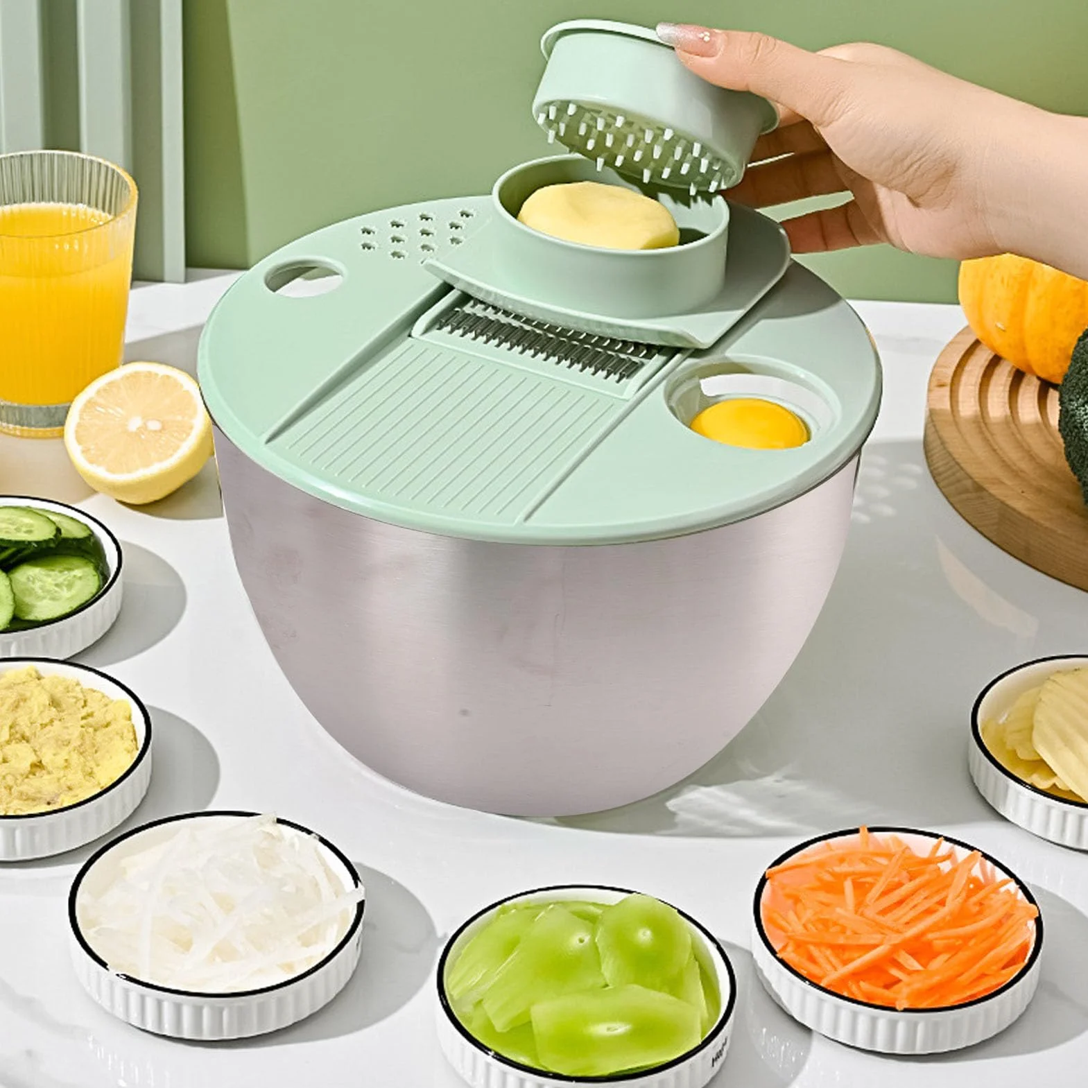 Deshidratador De Ensalada De Verduras Multifuncional Herramienta De Cocina Función De Deshidratación Con Cortadora De Pepino, Patata Y Zanahoria Para La Preparación De Alimentos
