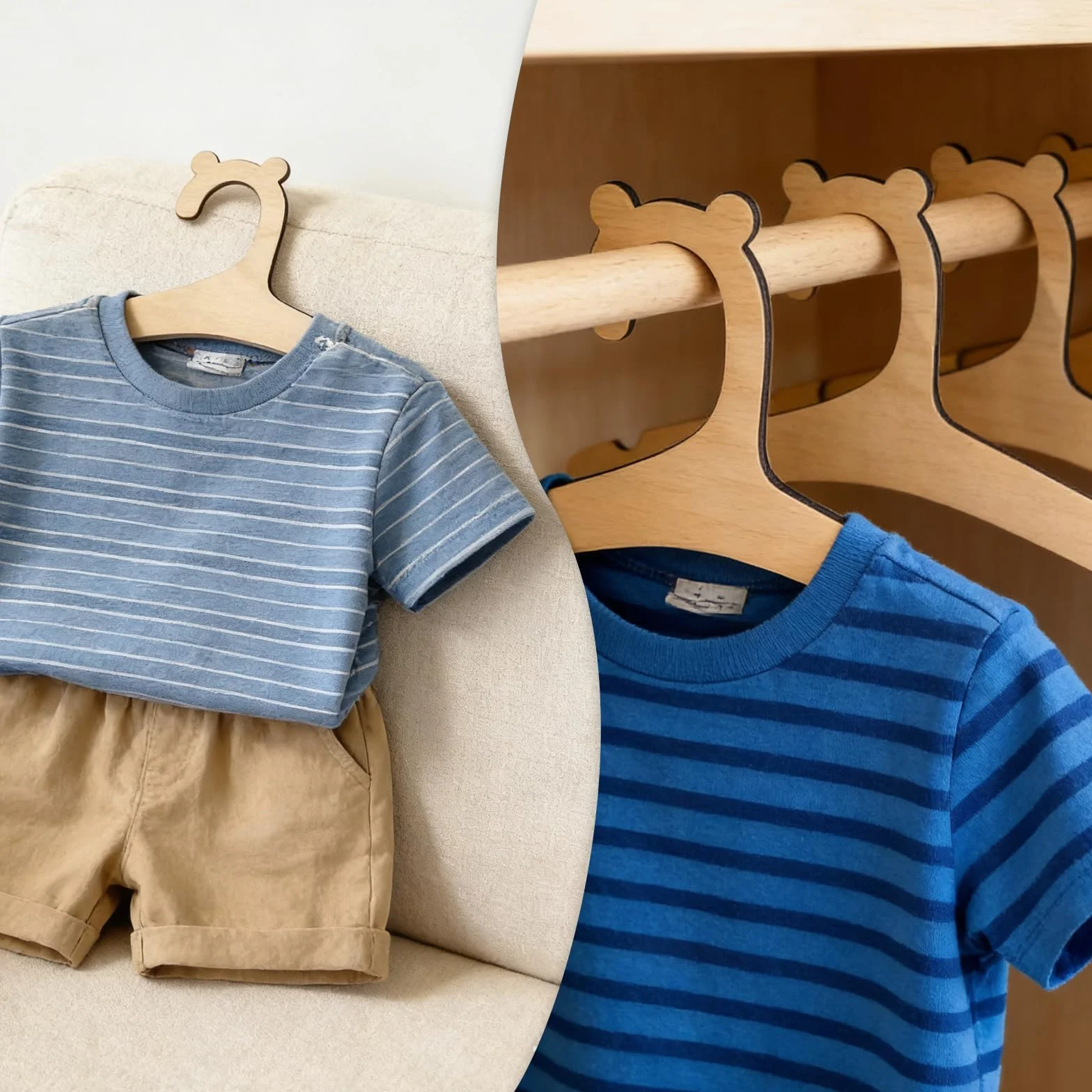 Perchas de Madera para Bebé Antideslizantes 10 Piezas