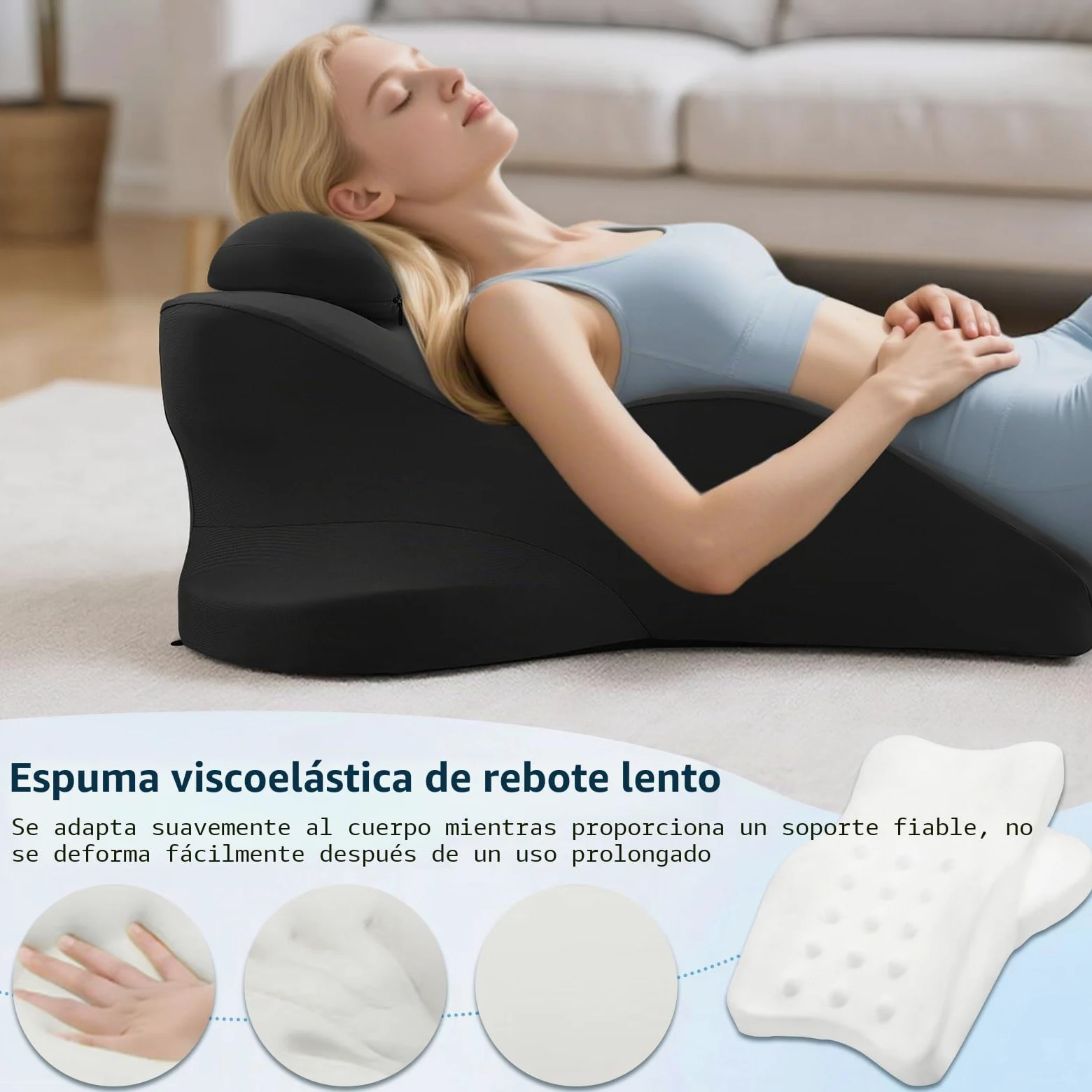 Almohada 4 en 1 para cojín venoso, espuma de memoria, cojín ergonómico cómodo, mejora la circulación sanguínea, almohada para piernas para piernas, pies, espalda, sofá, cama (negro)