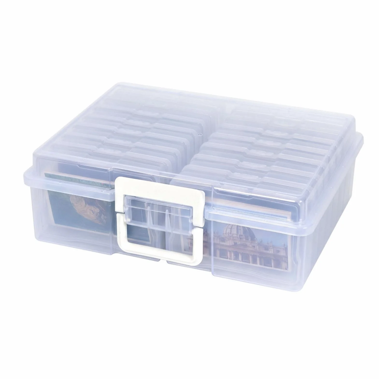 Cajas pequeñas transparentes para almacenamiento de fotografías, organización de fotografías, abatibles, integradas, gruesas, de plástico
