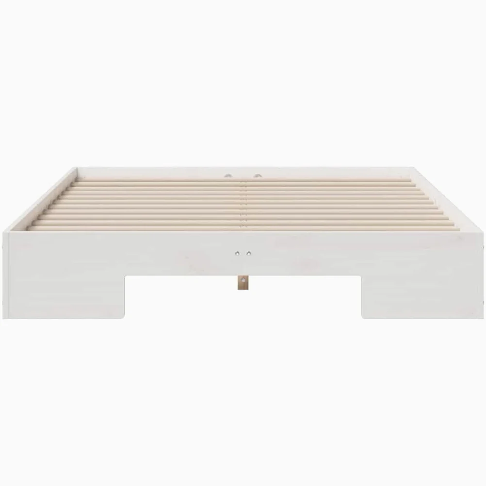 Marco de cama de madera maciza de pino blanco 135 x 190 cm con espacio de almacenamiento y plataforma estable, juego de dormitorio moderno para colchón cómodo y uso a largo plazo
