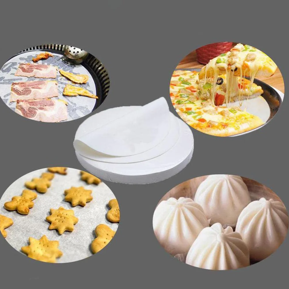 5 Paquetes Papel Pergamino Redondo Antiadherente Hojas de Cera para Hornear Discos para Hamburguesa Bases para Pastel con Recubrimiento de Silicona y, 5 Piezas