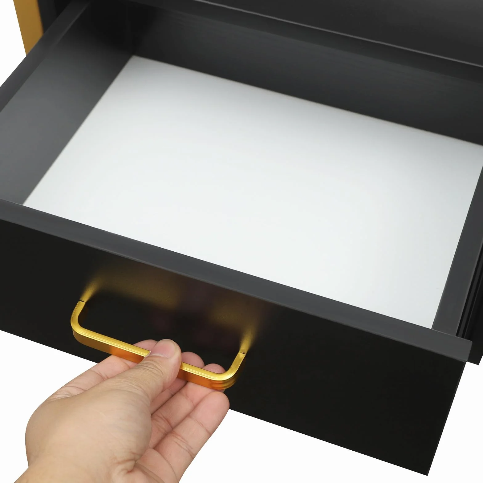 Armario colgante para peluquería, armario de pared con cajones y soporte para secador de pelo para accesorios de peluquería, armario de belleza, moderno, dorado y negro, 40 × 30 × 48 cm