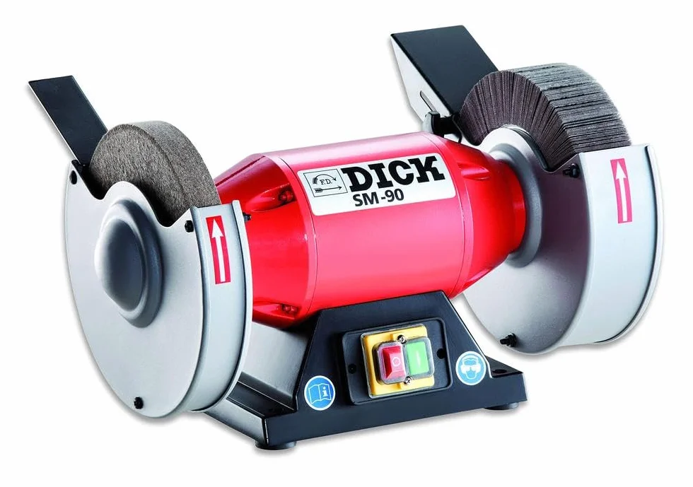 F. DICK SM-90 98080000 - Lijadora de láminas para cuchillos, afilador de fieltro para pelar y pulir, color rojo/negro/plata