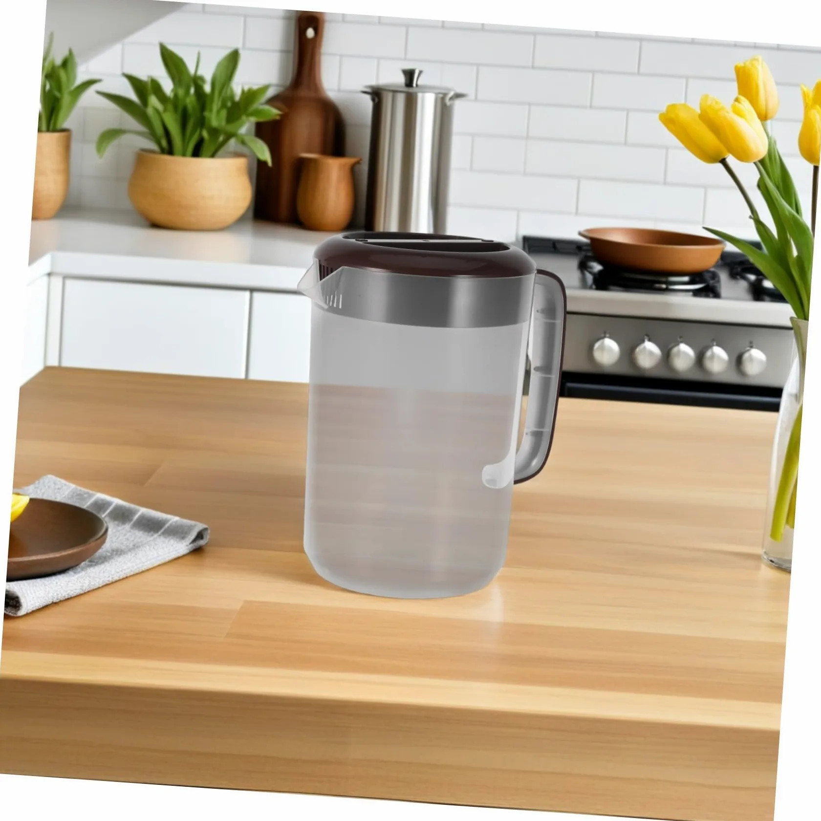 SHINEOFI Jarra de Agua Grande con Tapa Jarra de Jugo de PP Reforzado Resistente con Escala de Medición para Bebidas Frías para Casa y Refrigerador