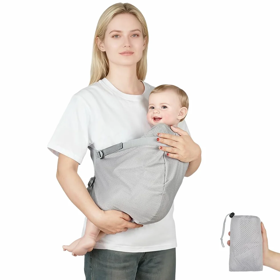 AUYAO Fular Portabebe, Portabebes Lateral, Malla Transpirable, Hasta 15 KG
