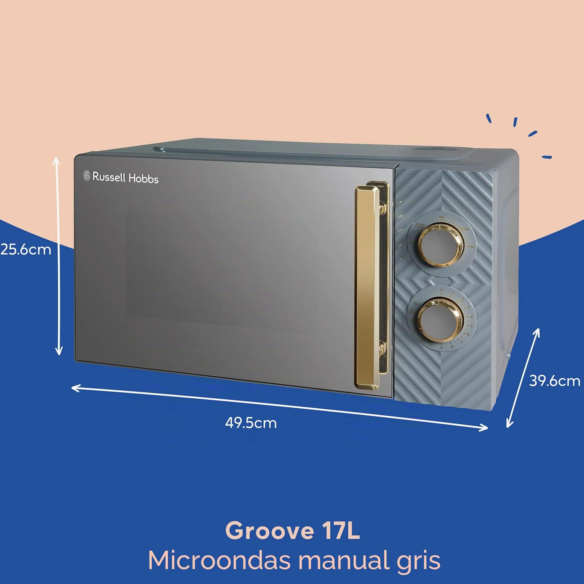 Russell Hobbs - Microondas manual de 17 litros y 700 W, color gris, con diseño de ranura, 5 niveles de potencia, temporizador integrado y función de descongelación, fácil de limpiar RHMM723G