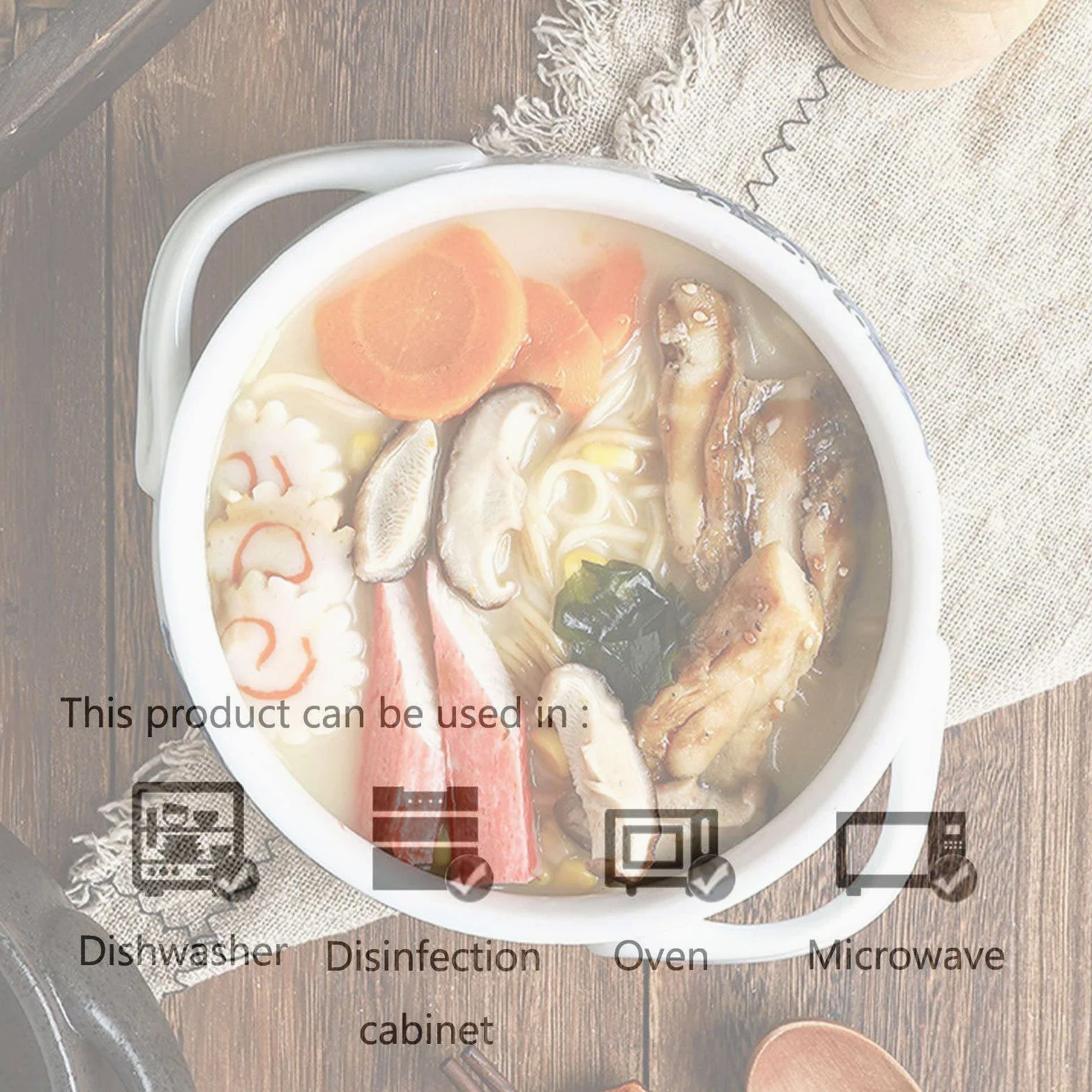 Cuenco para ensalada, cuencos para sopa, cuenco de cerámica con asa, cuenco de ramen de cerámica, cuencos Pho grandes, cuenco de sopa apto para microondas, cuenco de fideos Udon-conejo-23x20x7cm, 80