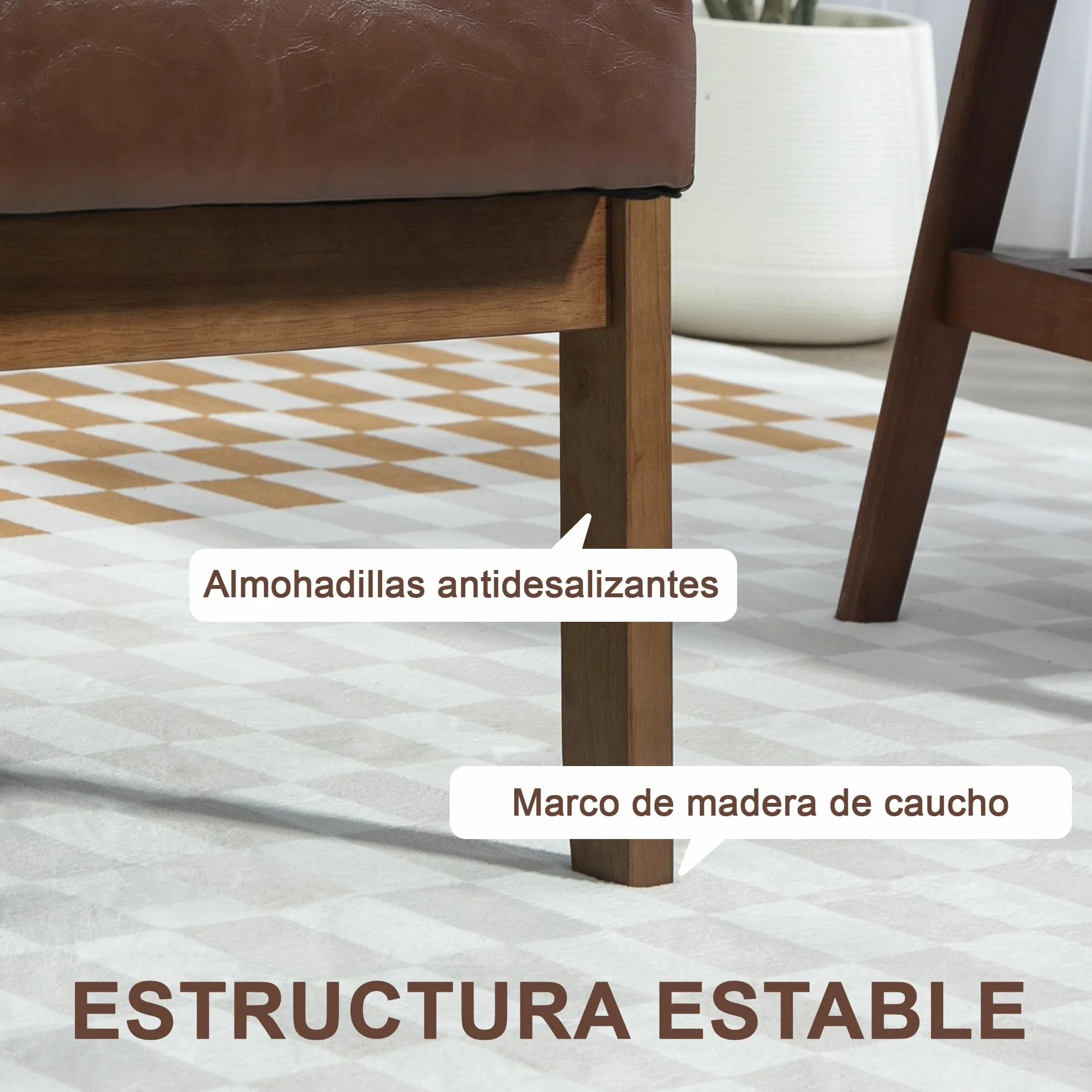 HOMCOM Sillón de 2 Plazas Sofá de 2 Plazas Tapizado en PU con Reposabrazos de Madera Respaldo Acolchado Carga 250 kg Sillón para Salón Dormitorio Marrón