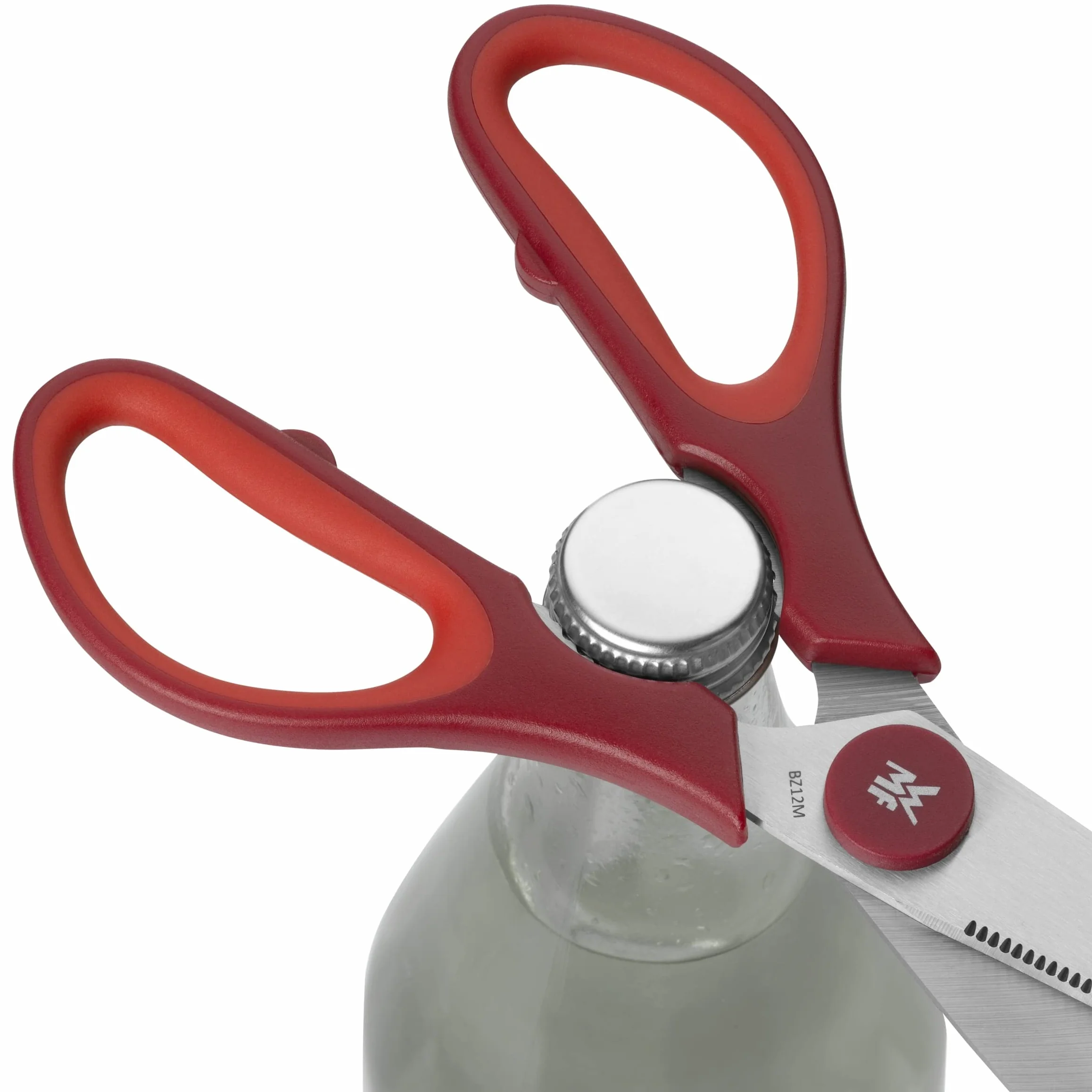 WMF Touch - Tijeras de Cocina 21 cm, Tijeras para el Hogar con Corte de Sierra y Abridor Integrado, Aptas para Diestros y Zurdos, Acero Inoxidable Cromargan, Rojo