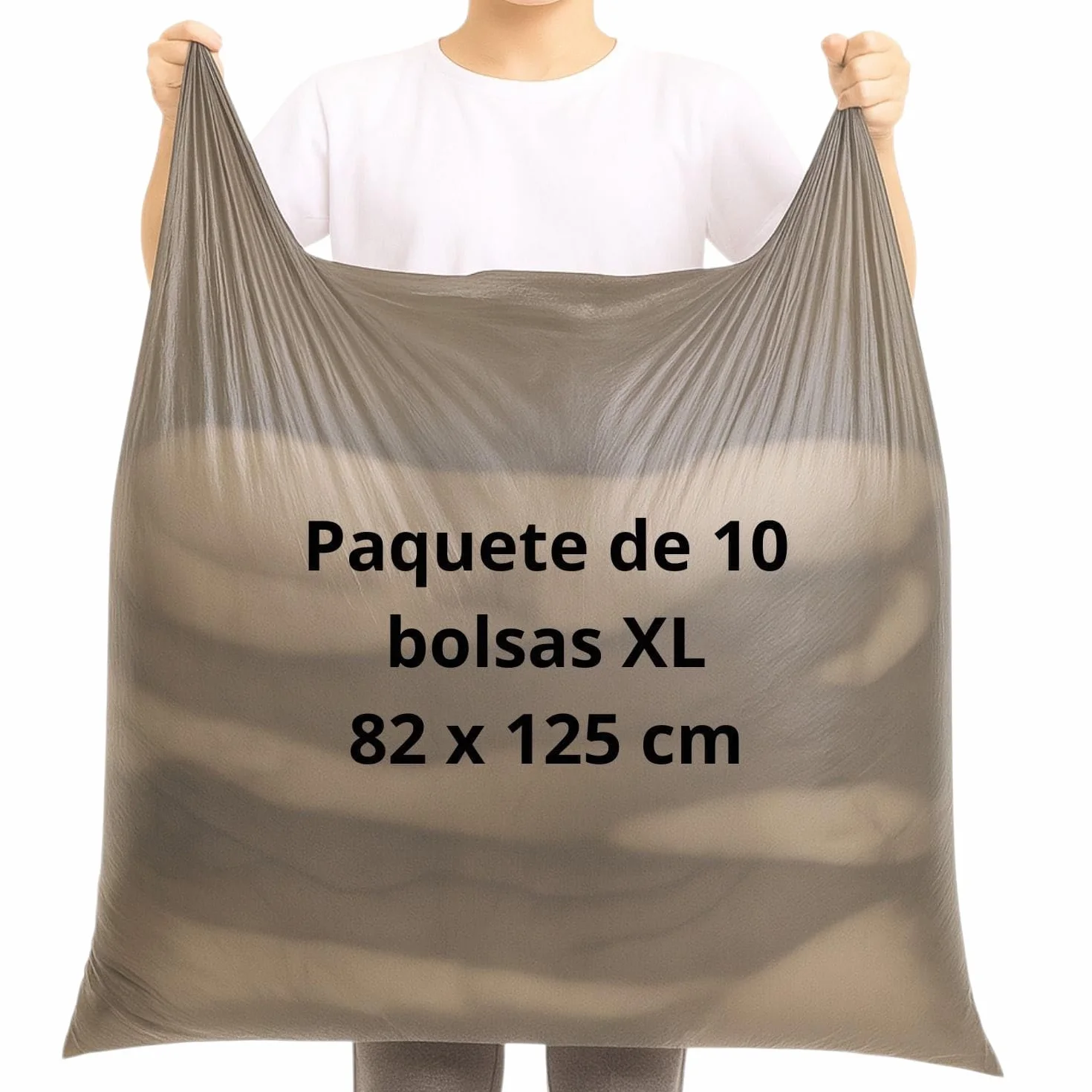 Lot de 10 bolsas de almacenamiento para ropa XXL 82×125 cm – Impermeables, resistentes PE – Bolsas de mudanza de gran formato con asas – Para edredones, almohadas, juguetes – Carga máxima 15