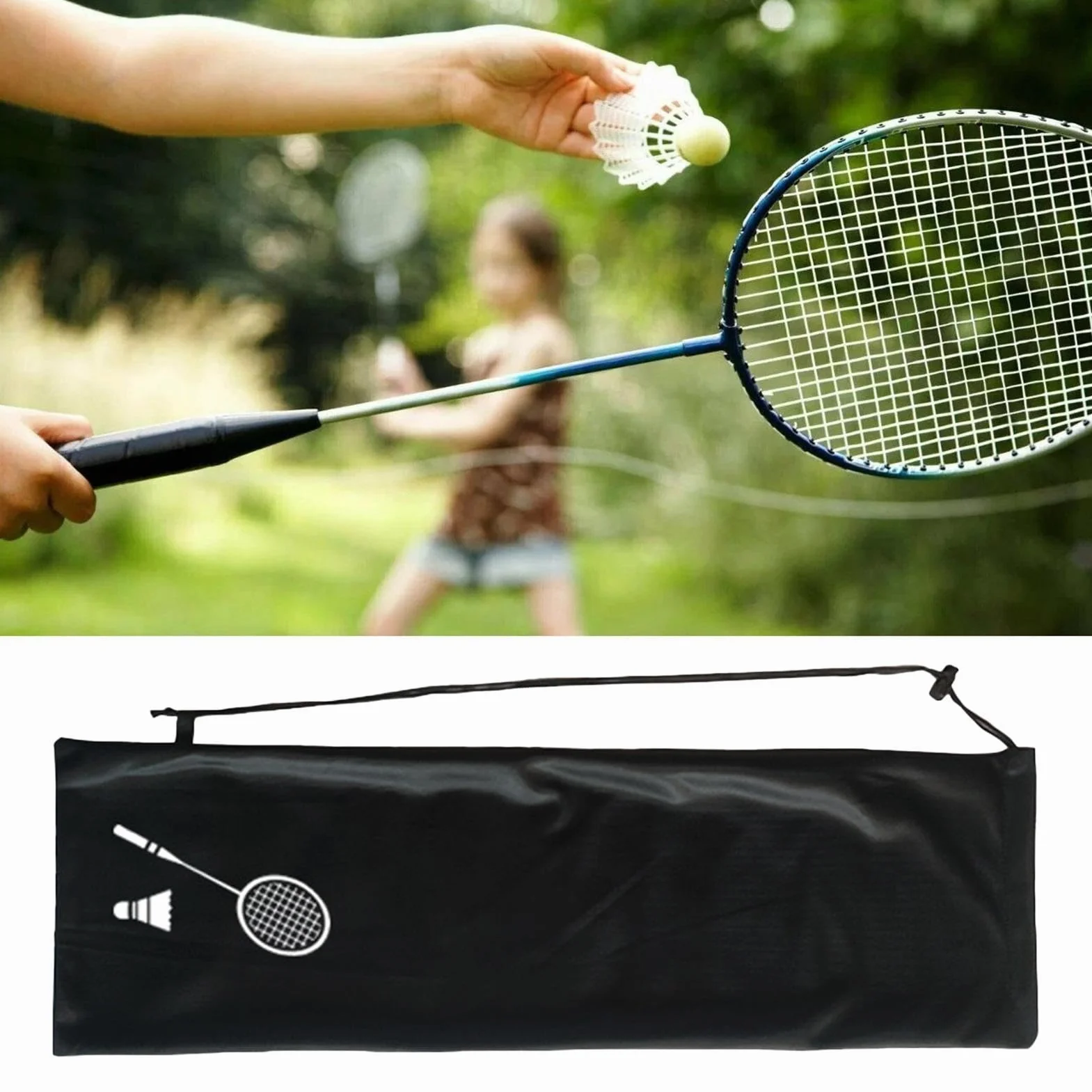 Funda para raqueta de bádminton, bolsa reutilizable de transporte de un hombro