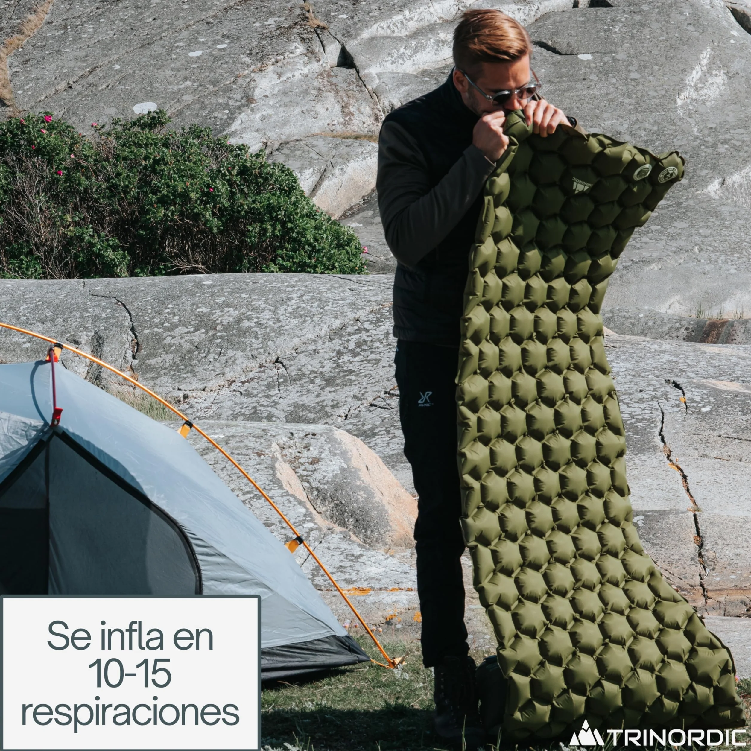 TRINORDIC Colchoneta de camping ultraligera inflable cama individual portátil