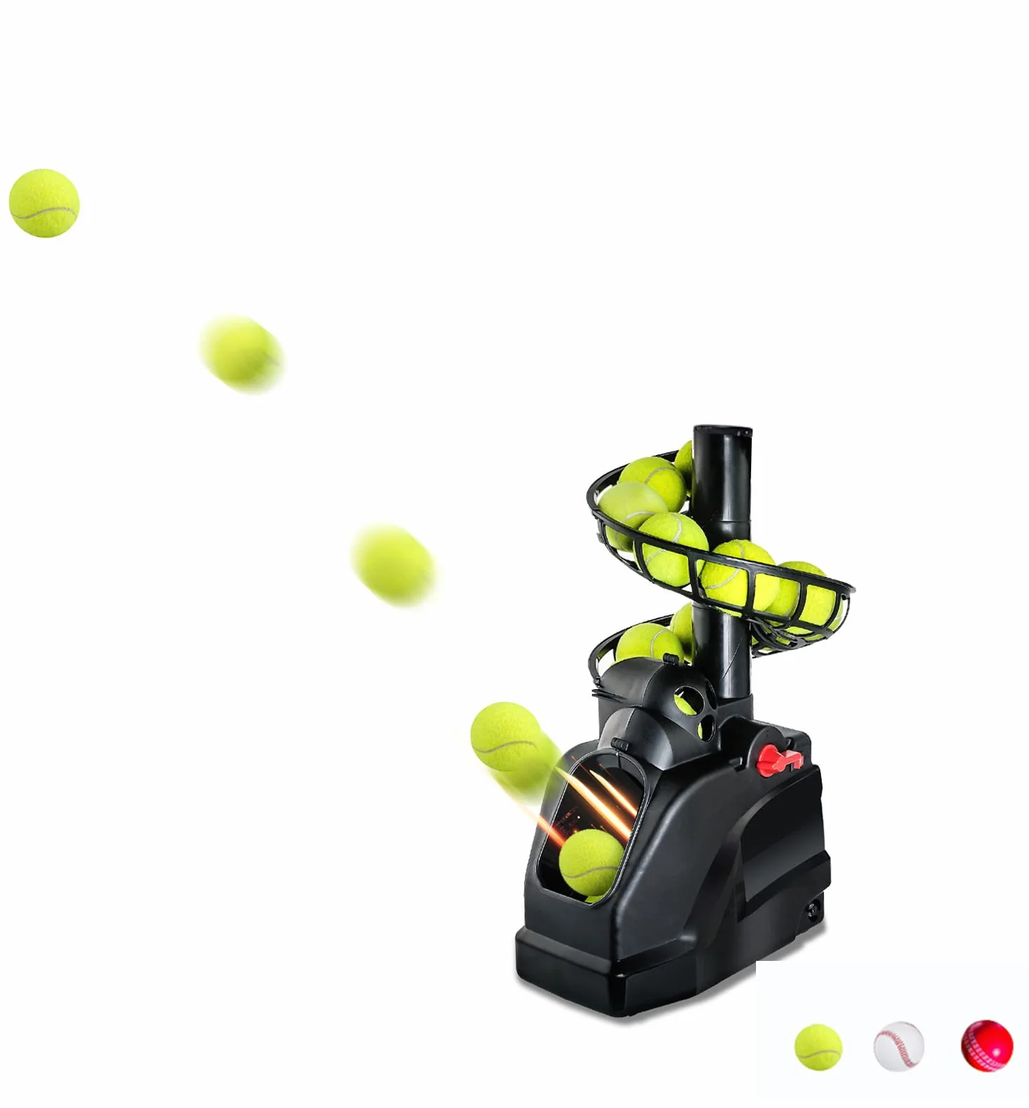 Entrenador Tenis Lanza Pelotas 3 LB, 10 Bolas, AC/Batería, USB