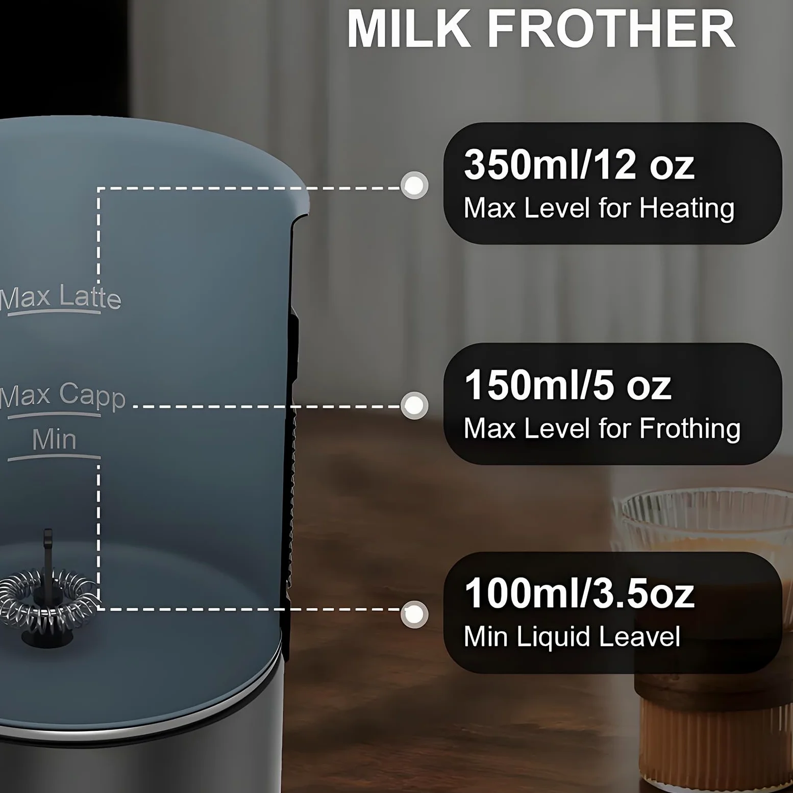 Calentador De Leche, Vaporizador De Leche 4-in-1electric Y Frother, Fabricante Automático De Espuma Fría De Acero Inoxidable, Viernes De Leche para Chocolate Caliente, Café con Leche, Capuchino