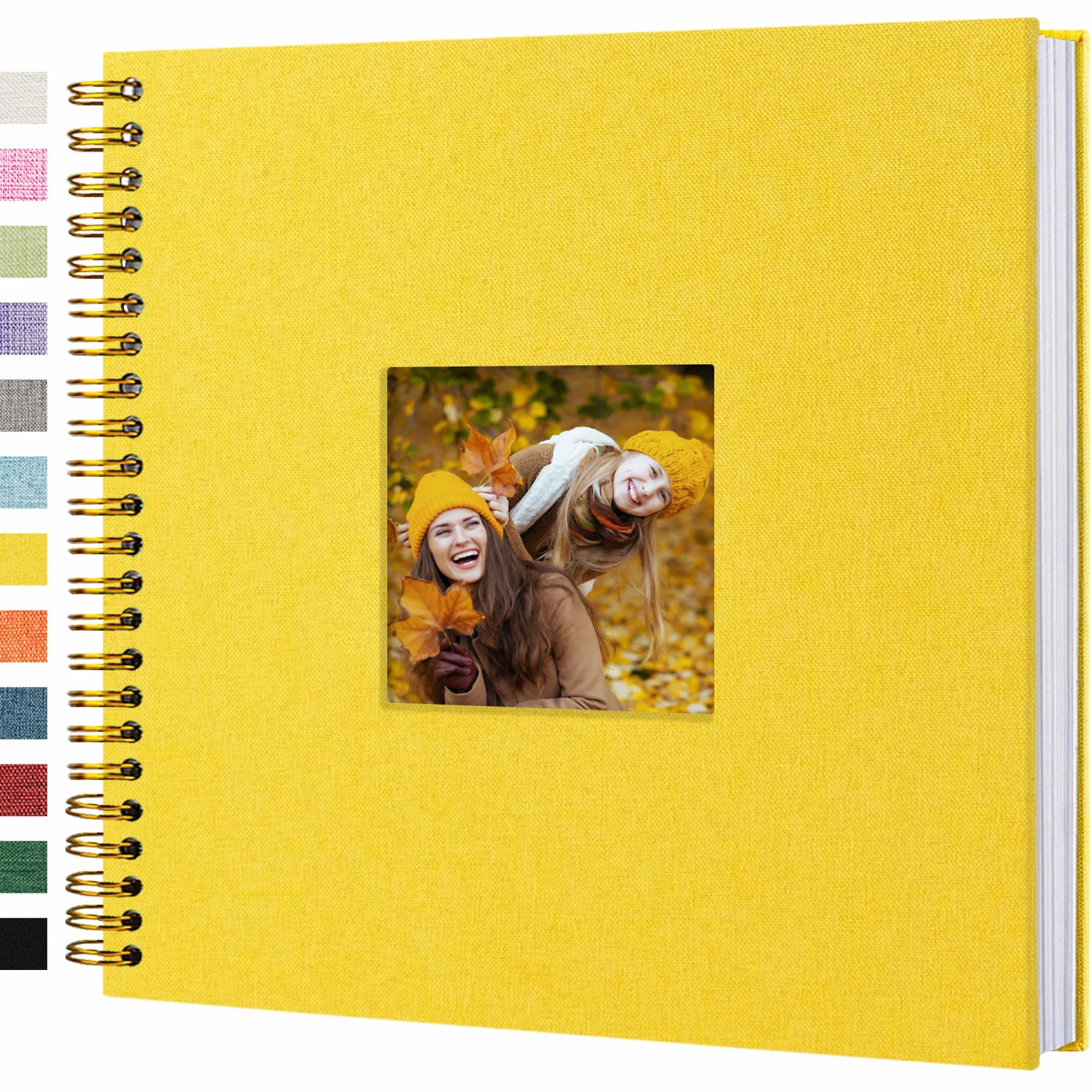 Álbum de fotos para álbum de recortes, cubierta de lino, 12 x 12 pulgadas, tapa dura, páginas blancas, libro de recuerdos, para viajes, bodas, libro de invitados, Navidad, baby shower (40