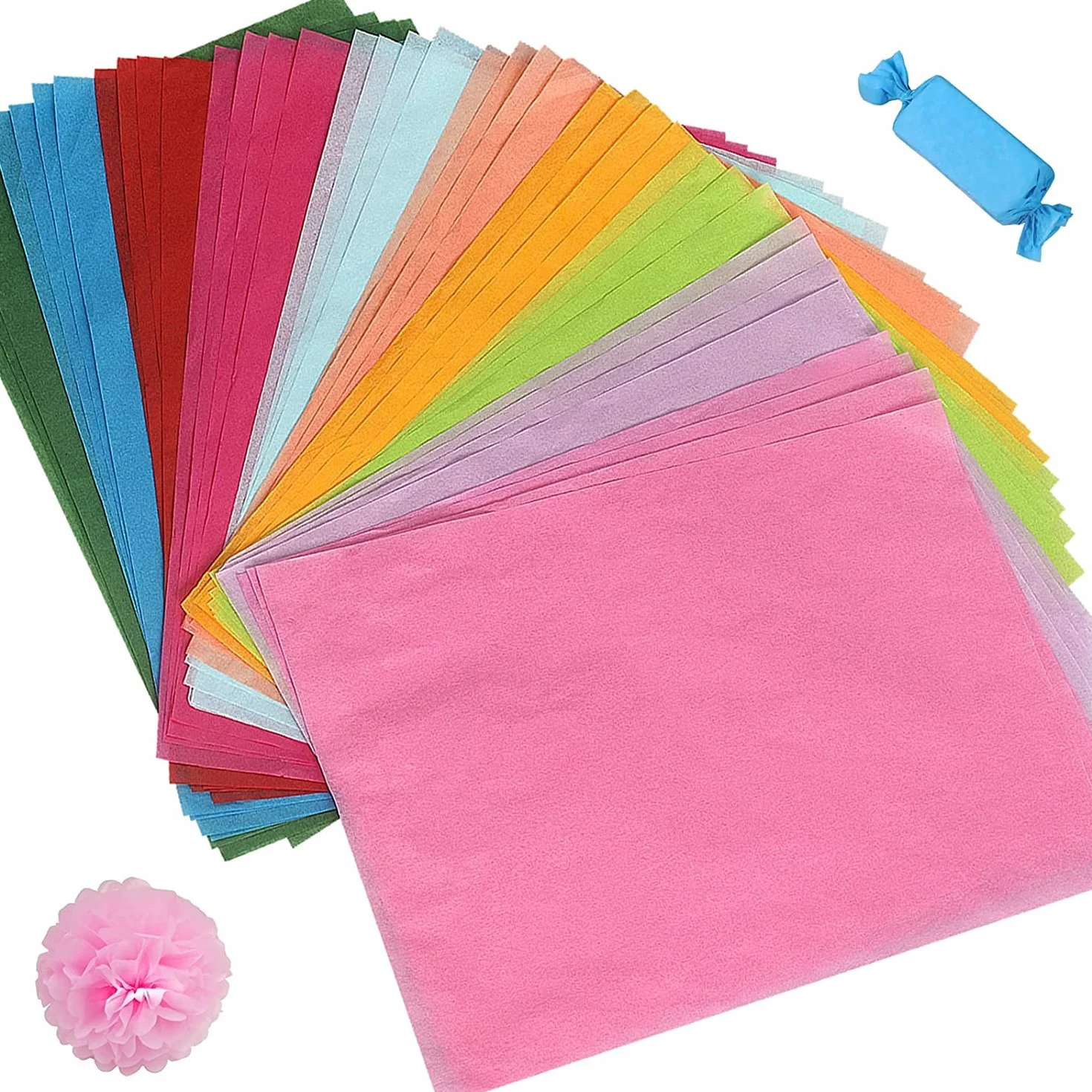 100 hojas de papel de seda, 21x30cm papel de embalaje, papel de seda de embalaje colorido, papel de seda para pompones, bricolaje y ocio creativo(10 colores)