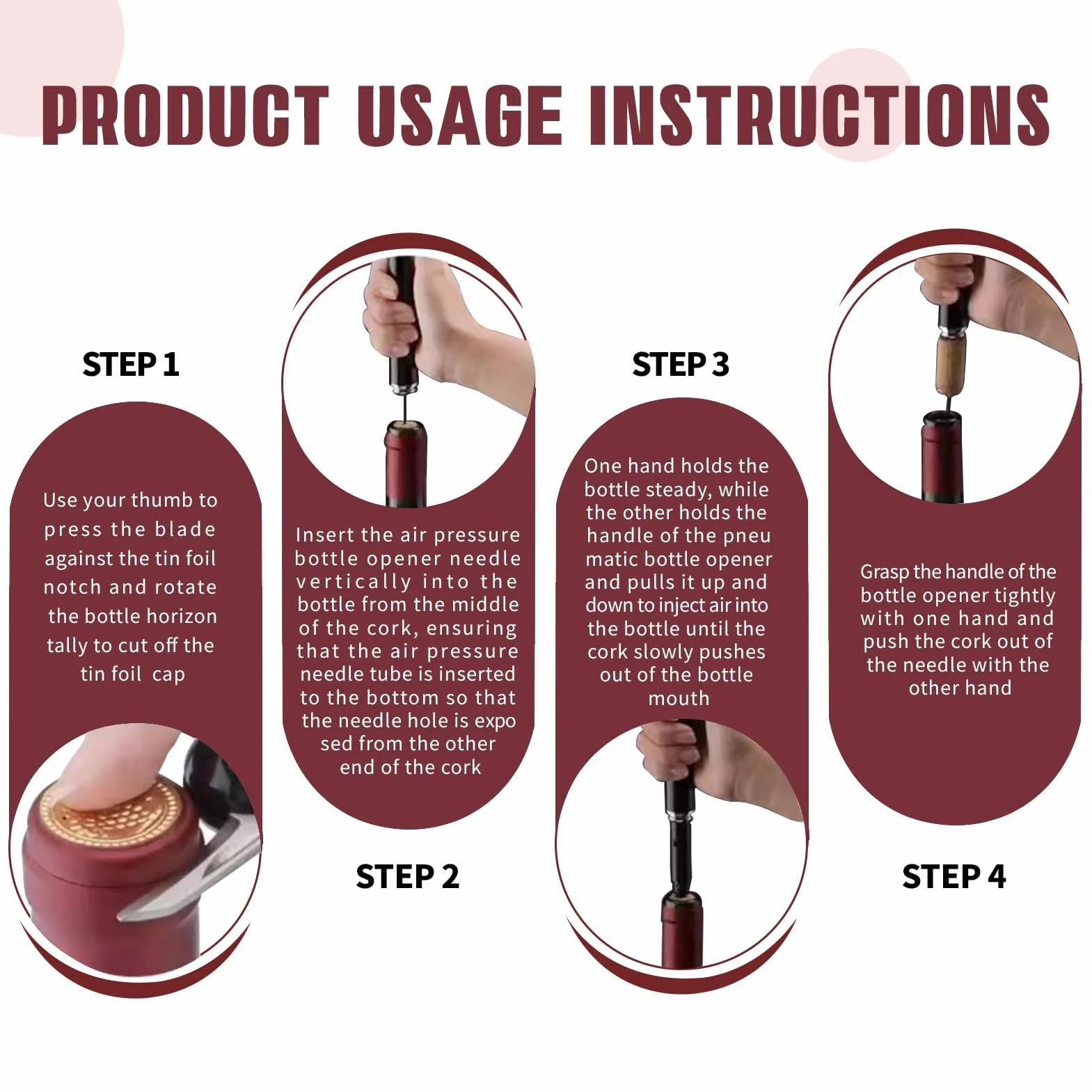 Abrebotellas de Vino con Presión de Aire 2 en 1, Incluye Cortador de Papel de Aluminio, Sacacorchos Portátil y Ligero, Ideal para Viajes, Camping y Celebraciones, para Amantes del Vino