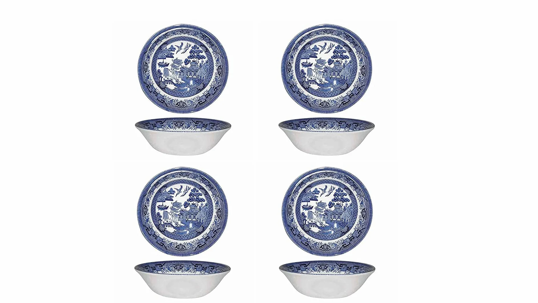 Churchill Cuenco para pasta de sauce azul de 9 pulgadas, juego de 4, fabricado en Inglaterra