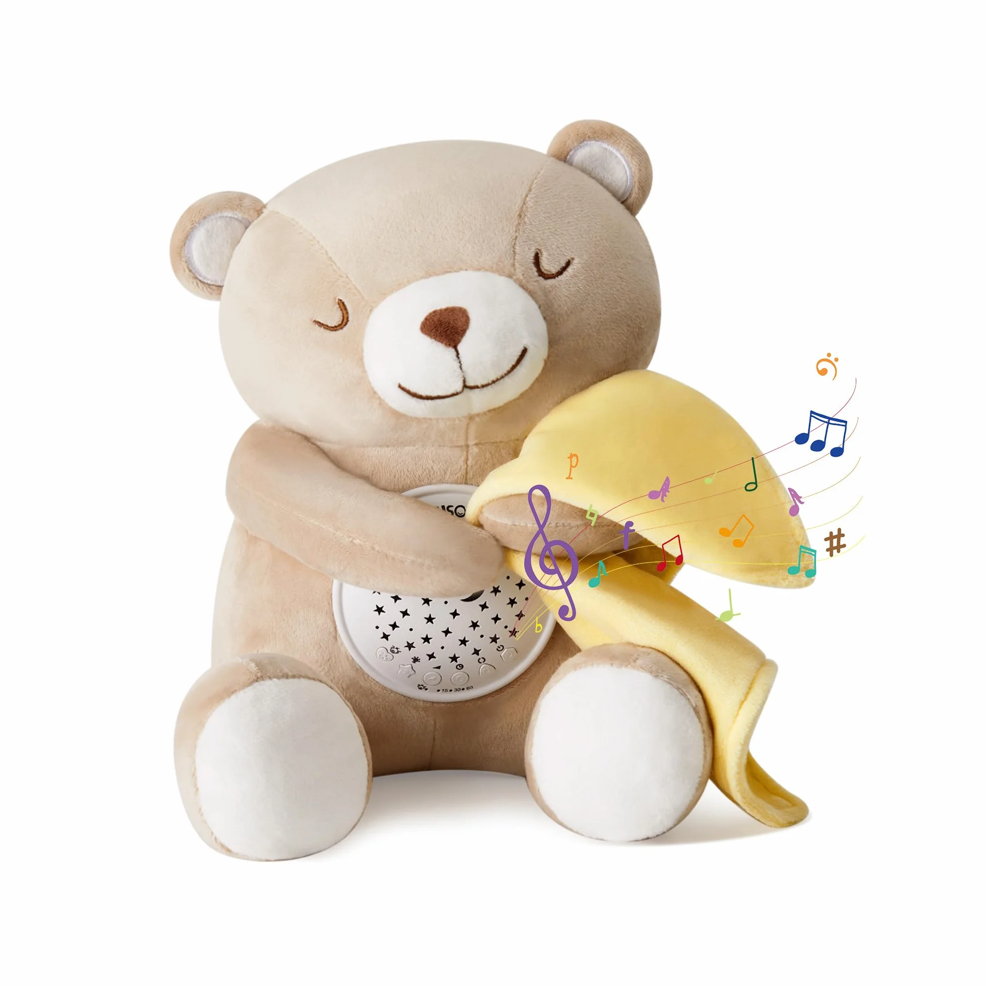 Peluche Bebés Musical APUNOL USB Recargable Proyector Luces y Musica Juguete Teddy con Sensor de Llanto 18 Canciones de Cuna