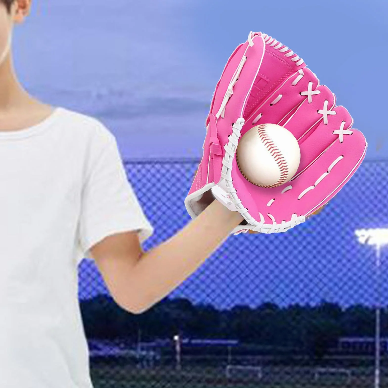Guantes de béisbol para niños Guante de softbol Transpirable Cuero Juvenil