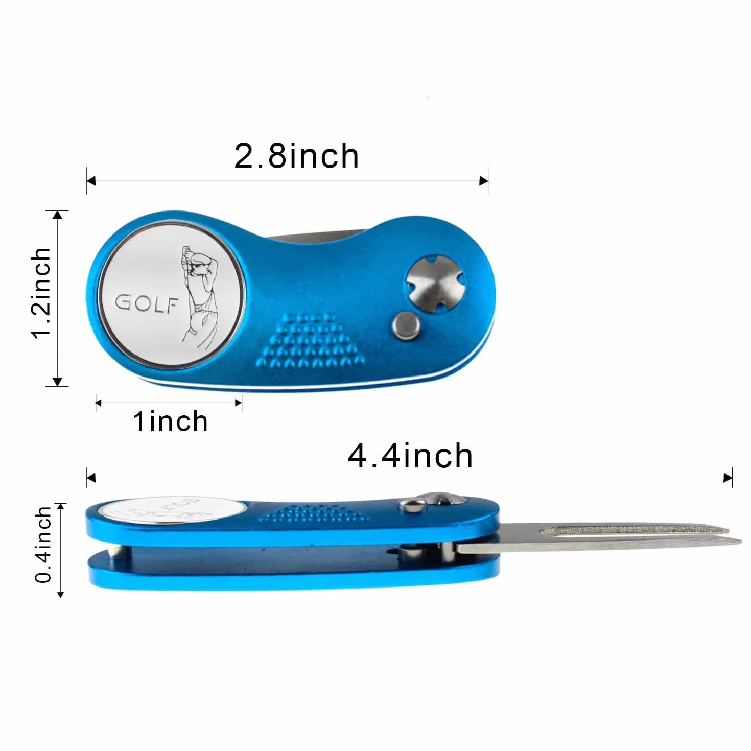 Kofull Herramienta de reparación de Palas de Golf de Acero Inoxidable con botón desplegable, portátil y Plegable, 1 PCS
