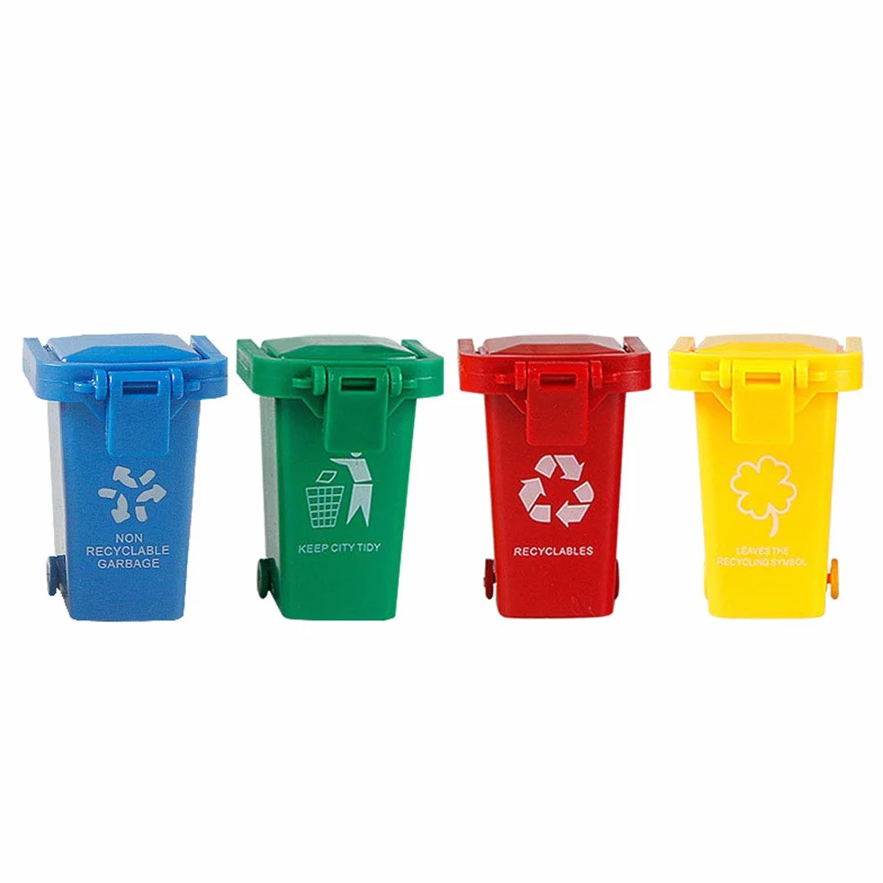 Juego de 4 Cubos de Basura Pequeños Multicolor para Niños Rojo Azul Verde